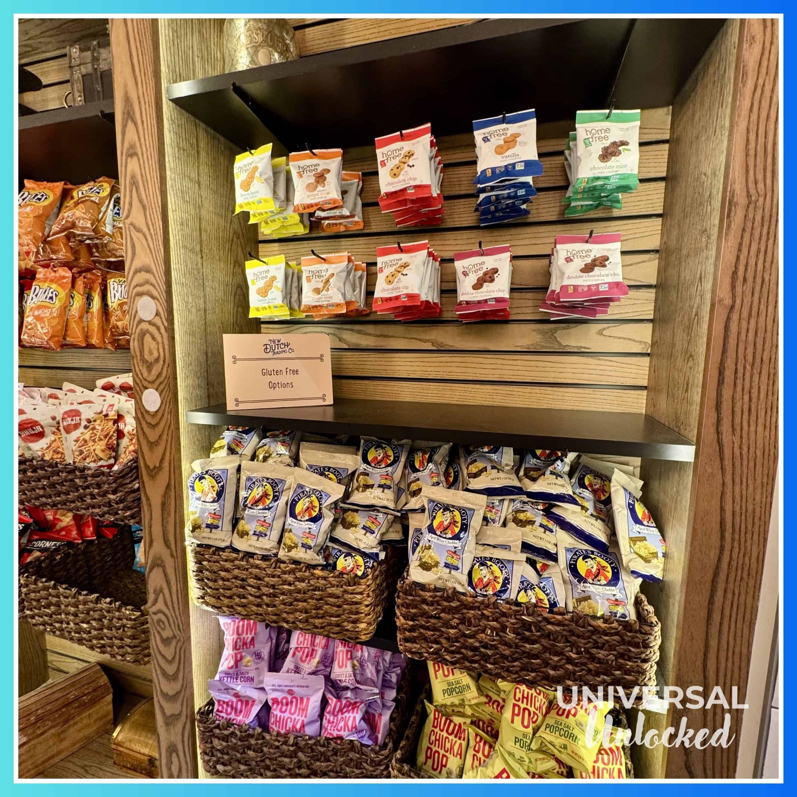 Snack selection at New Dutch Trading Co. at Sapphire Falls Resort