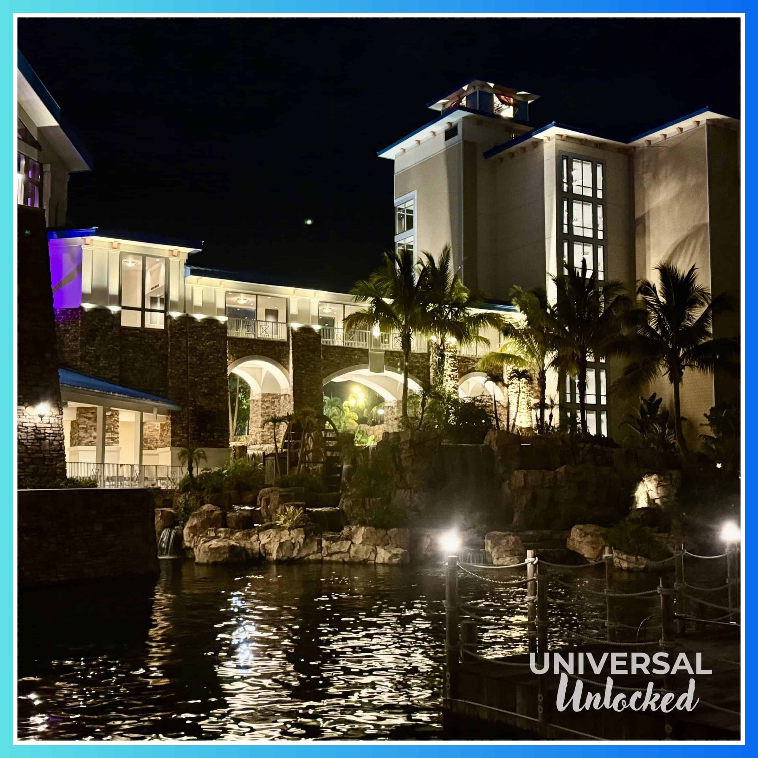 Sapphire Falls Resort at night