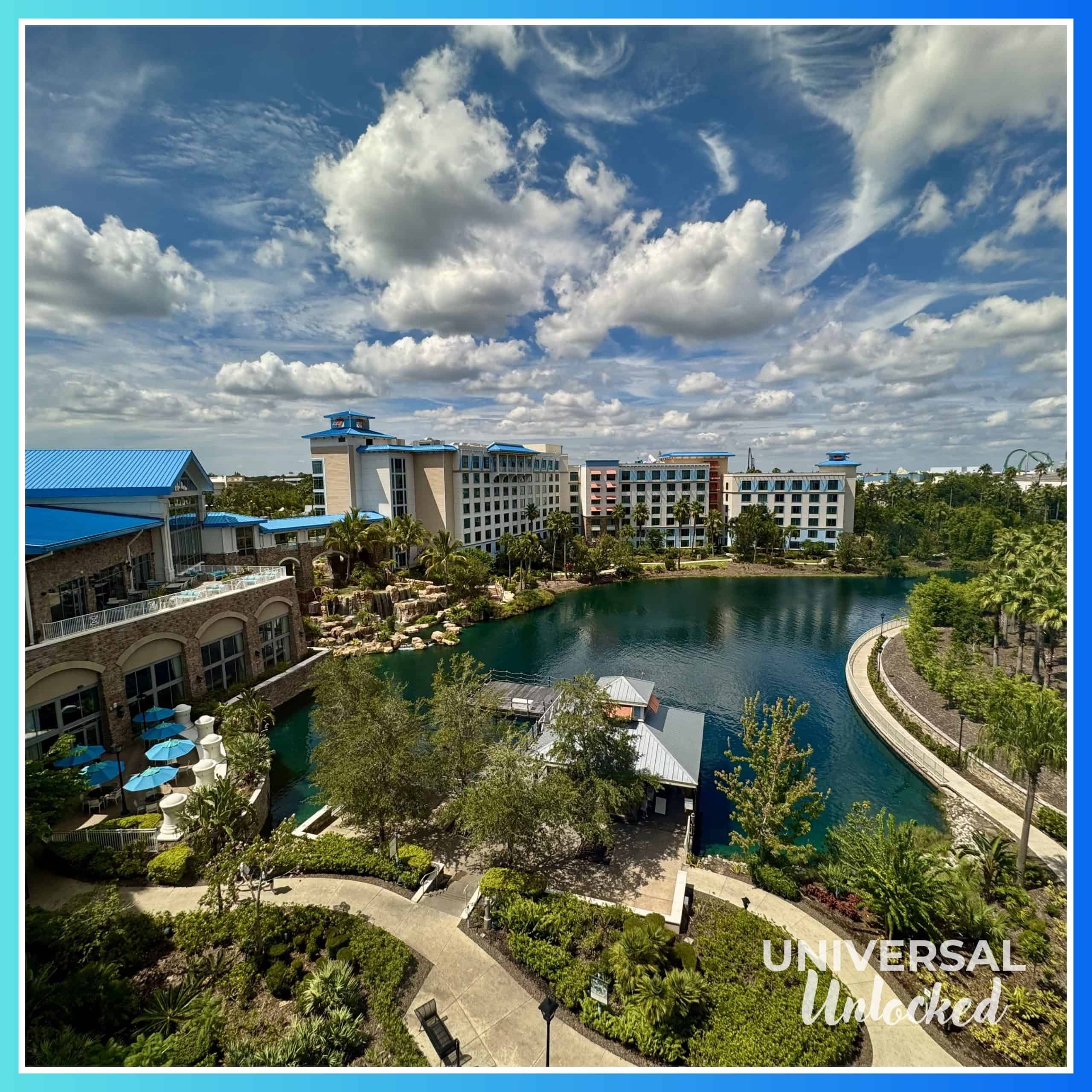 View of the lagoon and dock at Sapphire Falls Resort