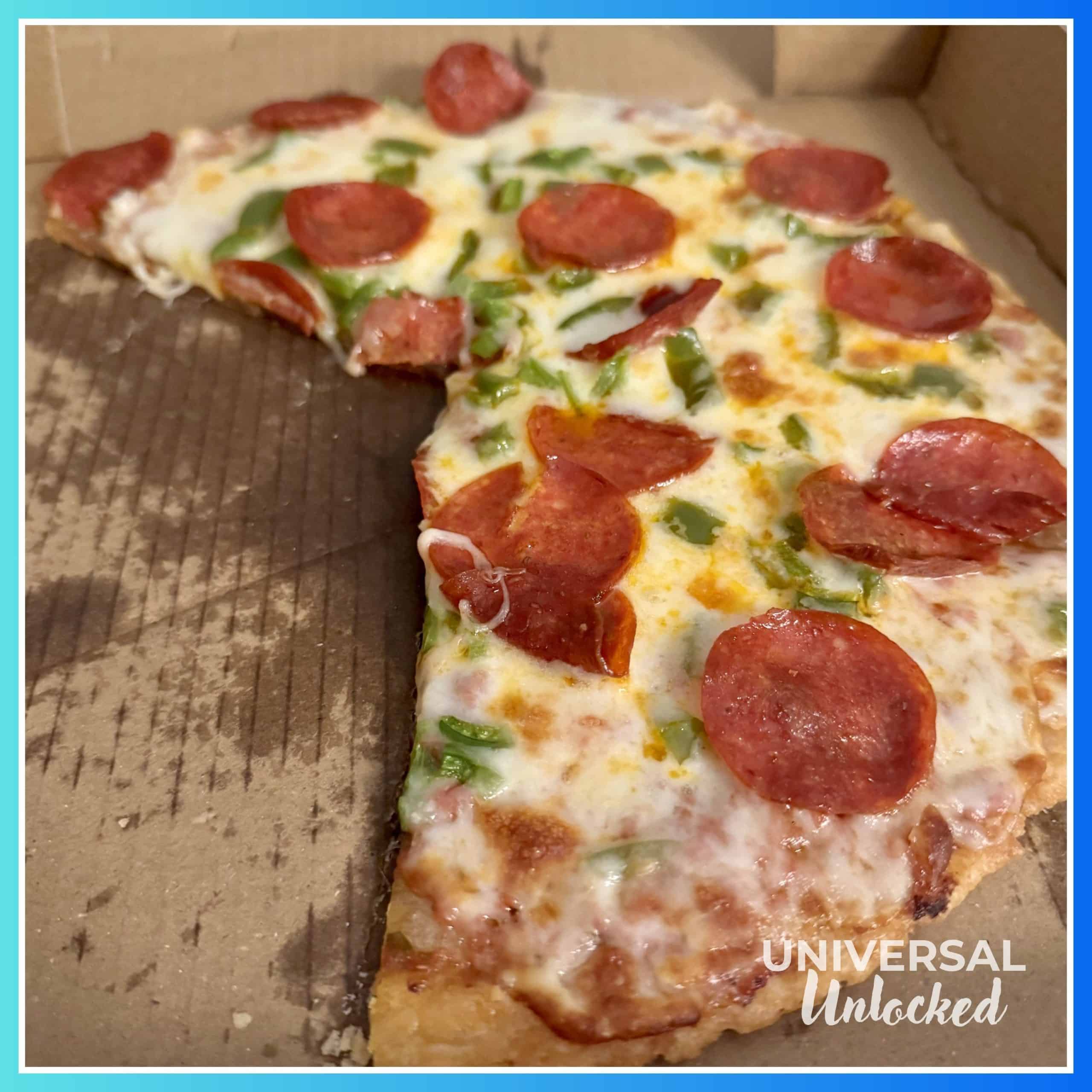 Gluten free pizza from room service at Sapphire Falls Resort