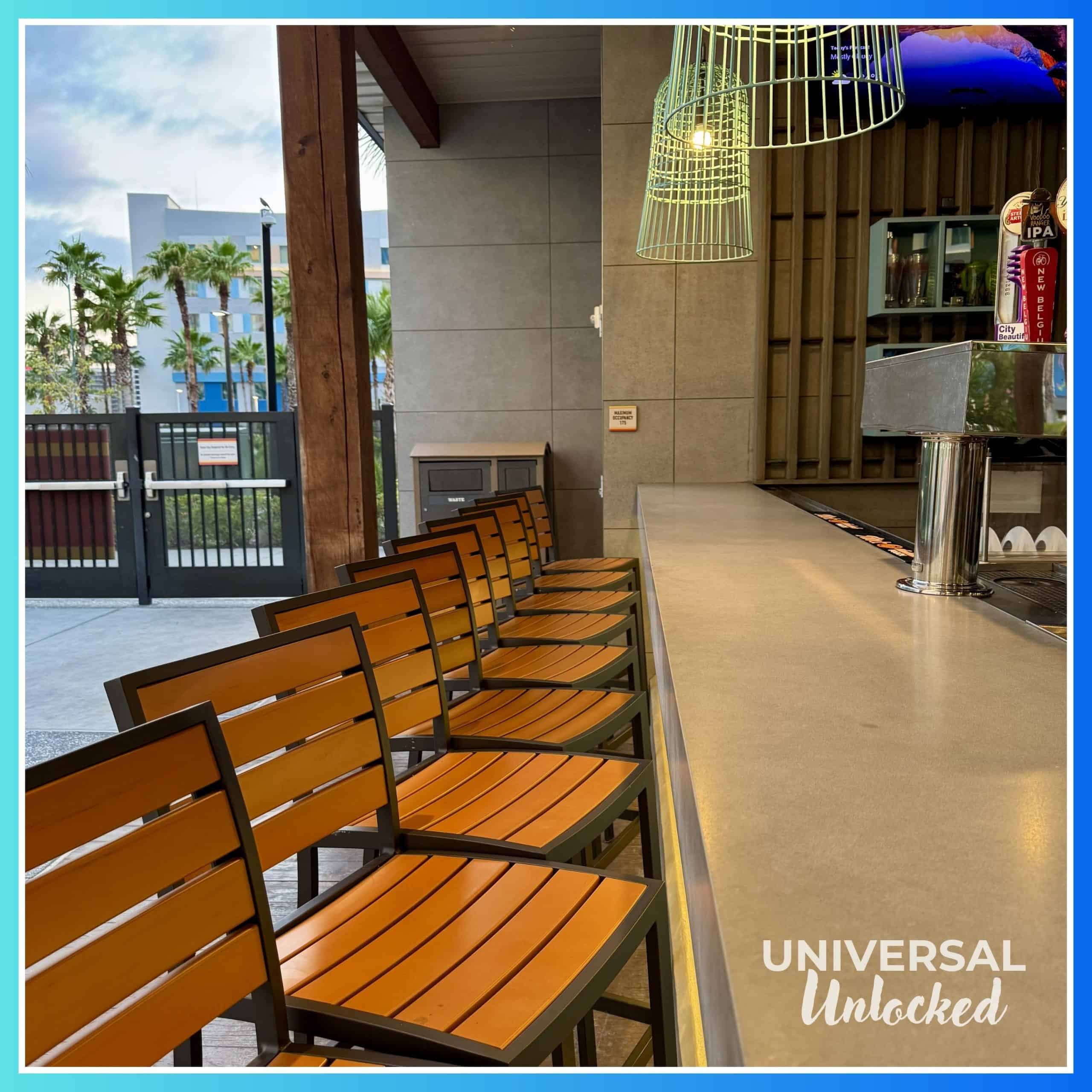Bar stools at the Oasis Beach Bar