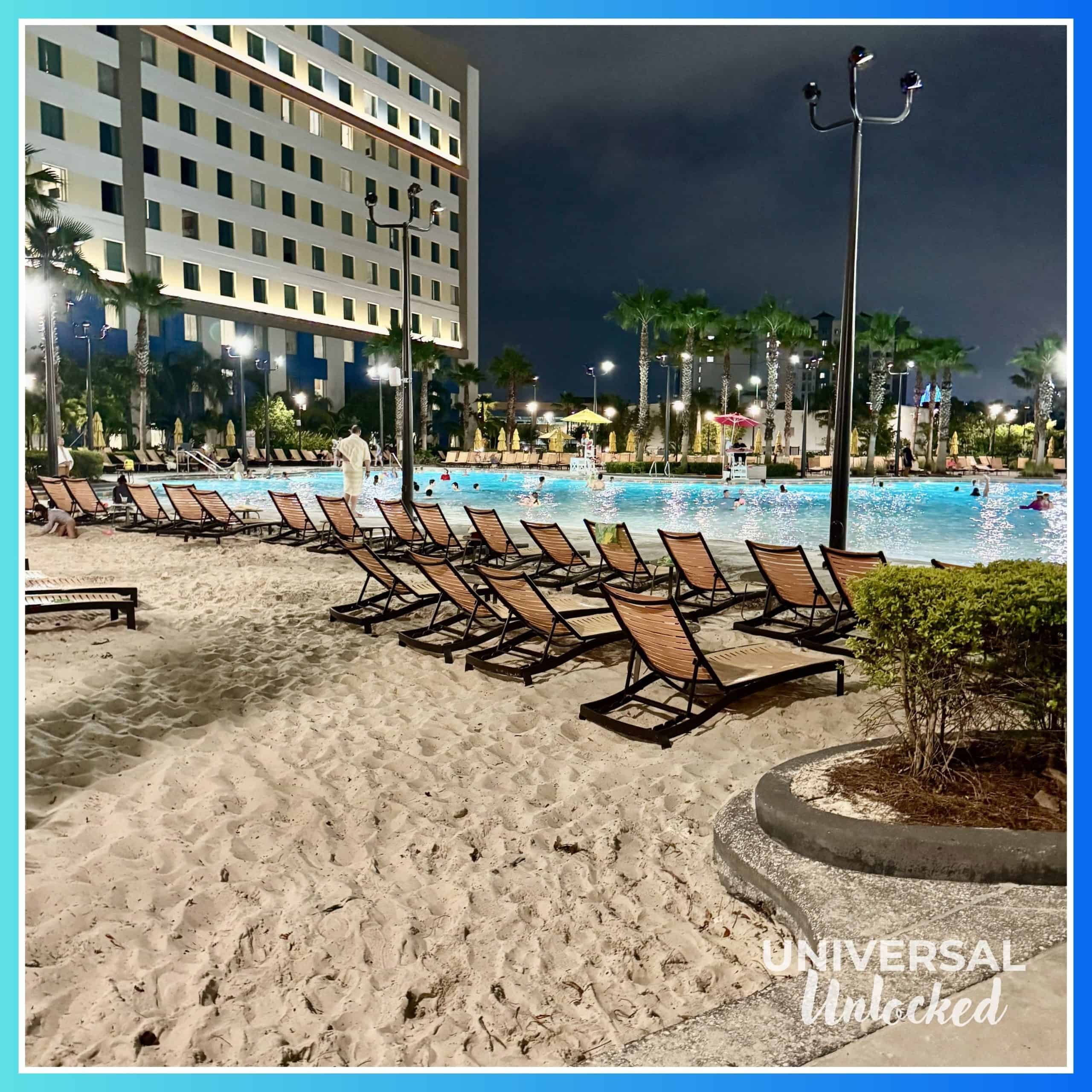 Poolside at Dockside Inn and Suites at night