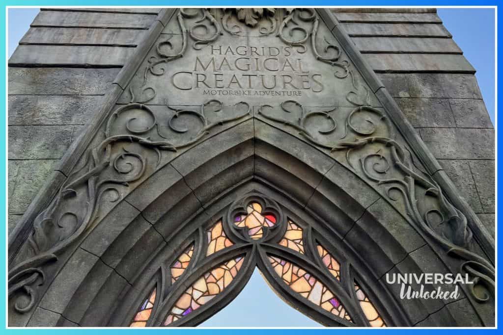 Entrance to Hagrid's Magical Creatures Motorbike Adventure in Hogsmeade at Islands of Adventure