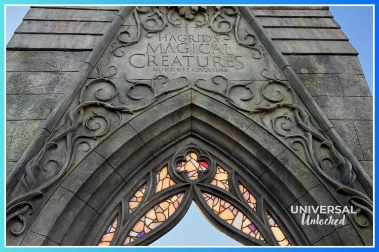 Entrance to Hagrid's Magical Creatures Motorbike Adventure in Hogsmeade at Islands of Adventure