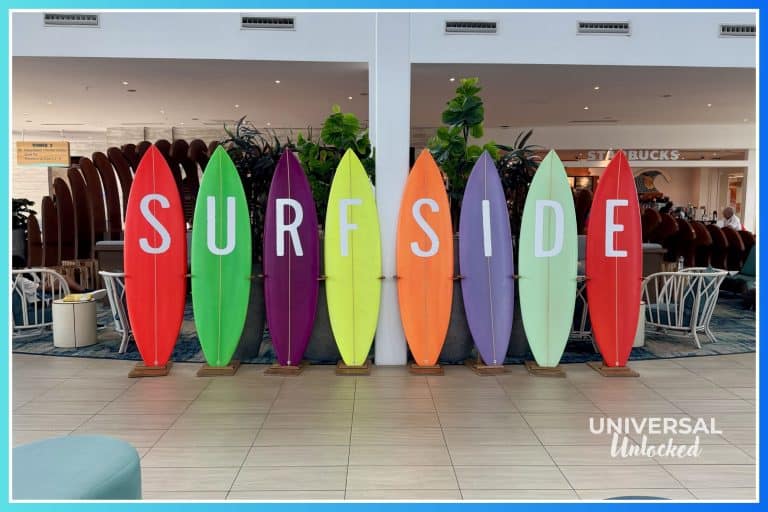 Iconic Surfside sign in the lobby of Surfside Inn and Suites