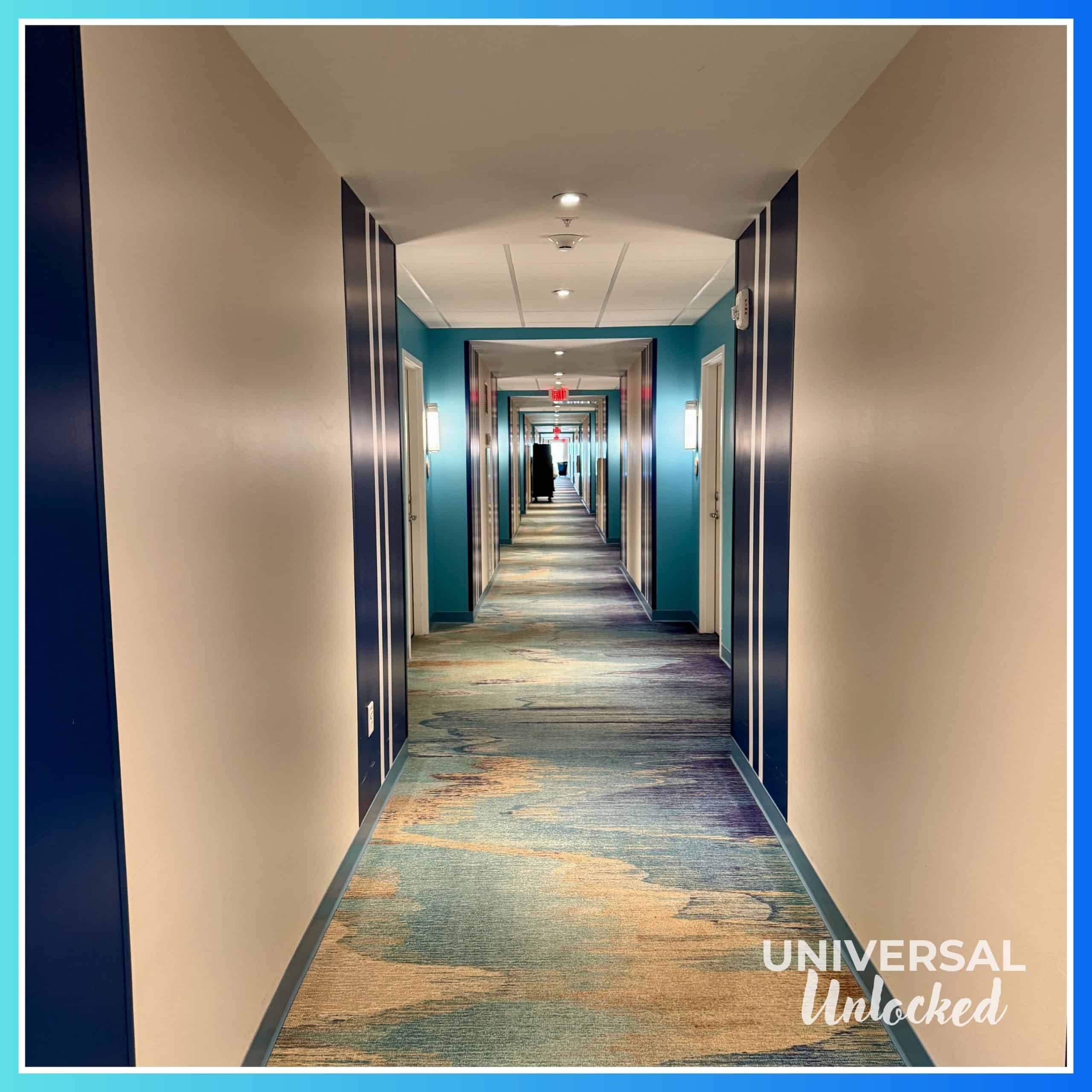 Hallway in a guest room tower at Surfside Inn and Suites