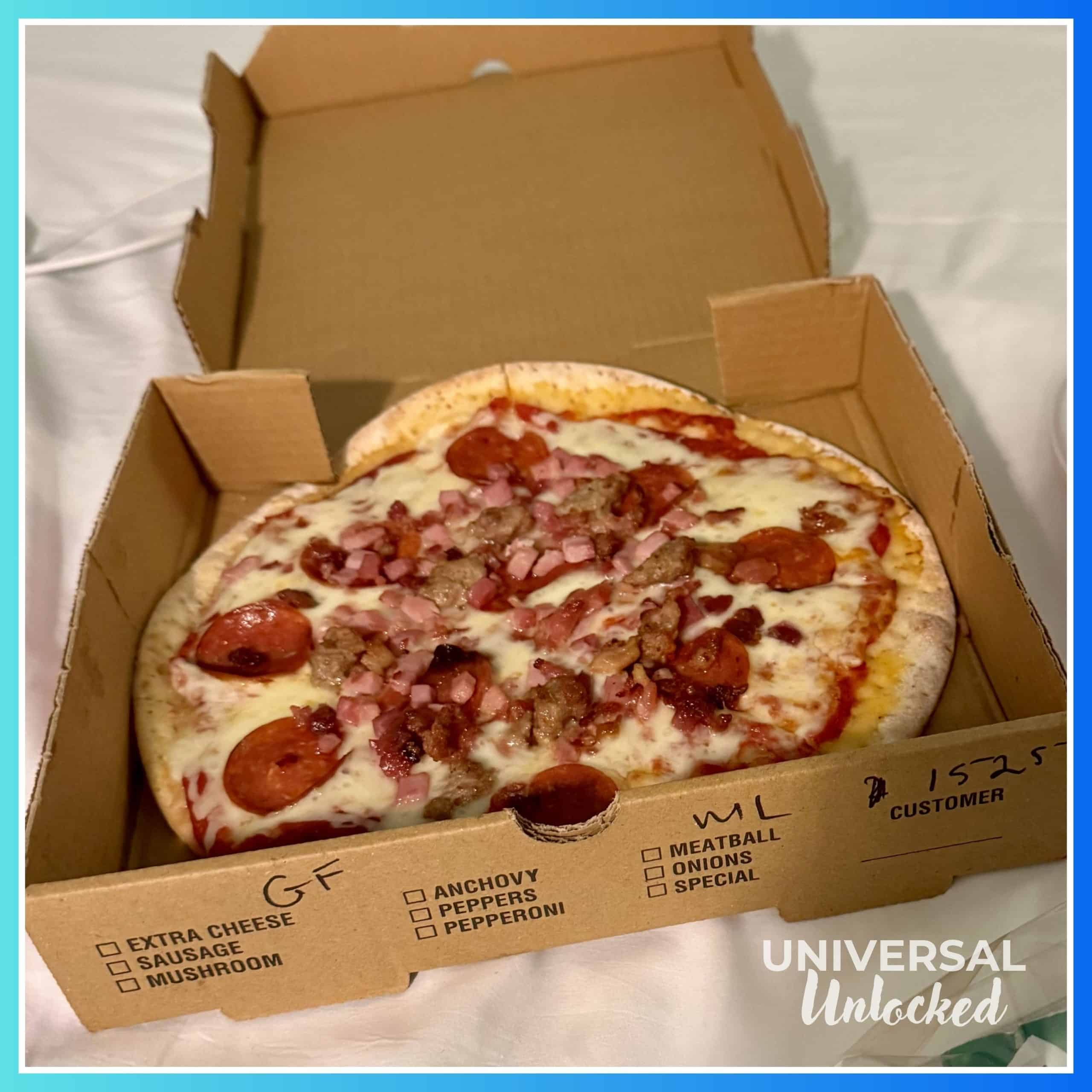 Pizza from the delivery service at Surfside Inn and Suites