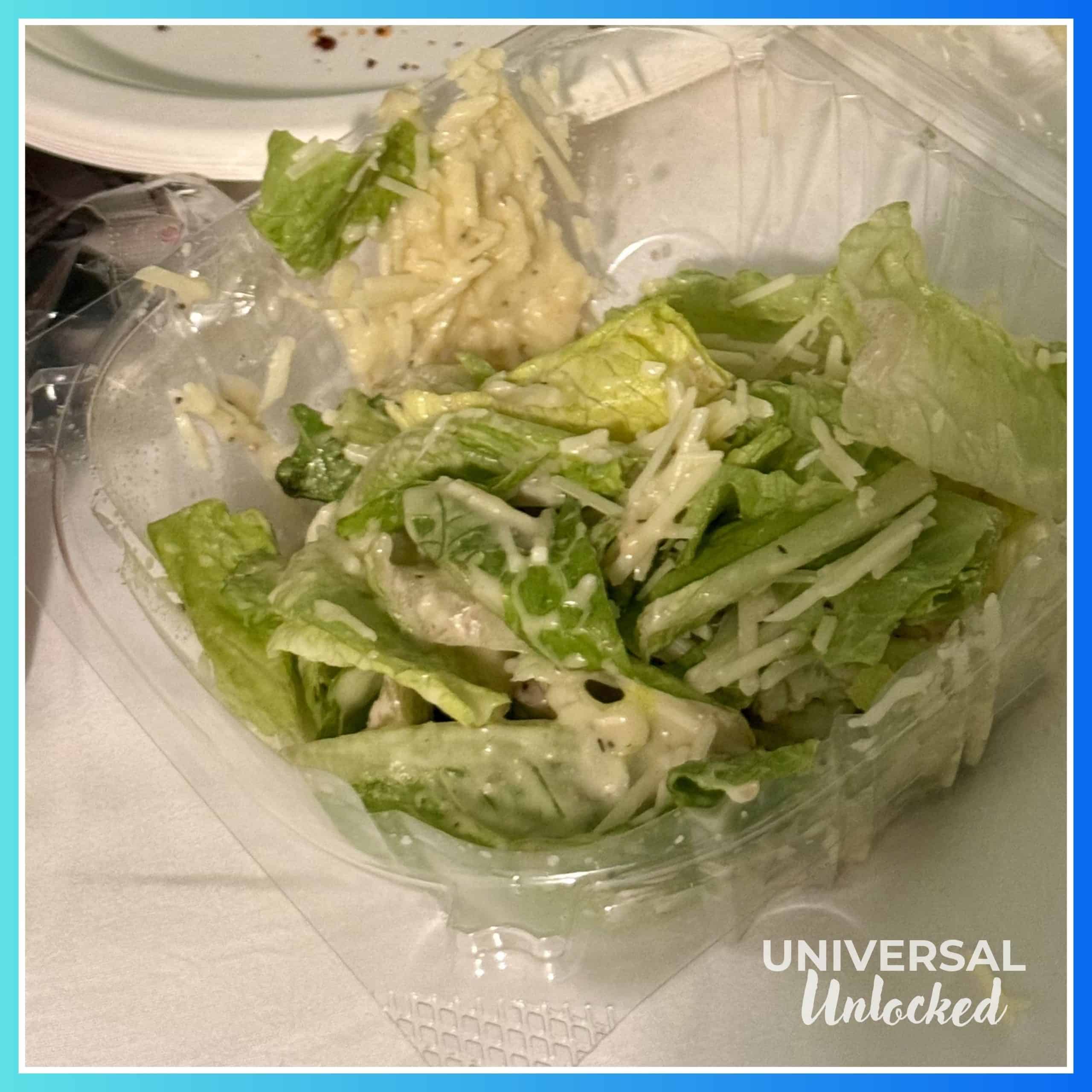 Caesar salad from the delivery service at Surfside Inn and Suites