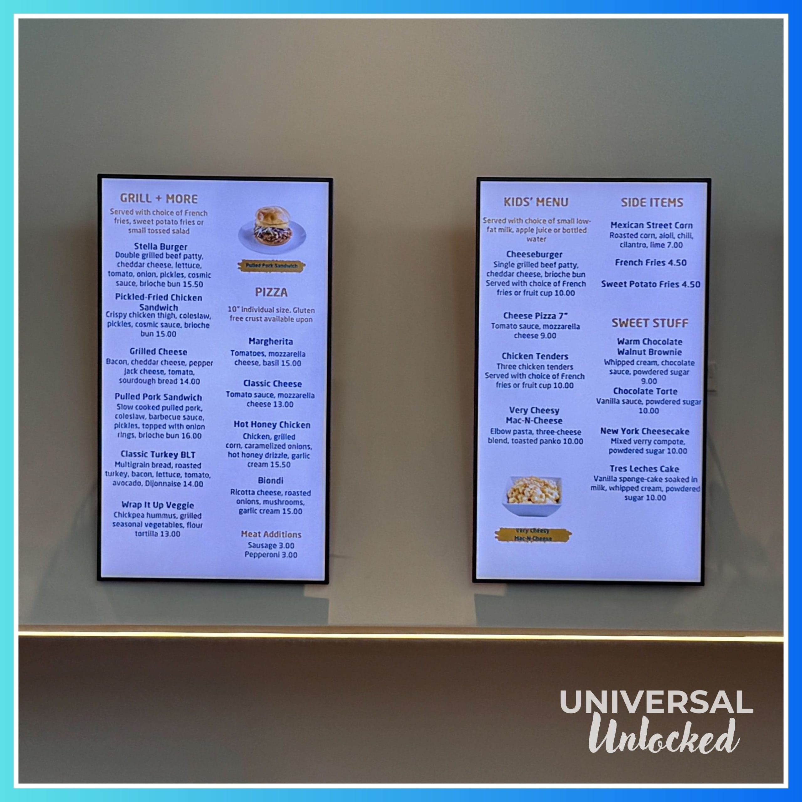 Menus at Cosmos Cafe