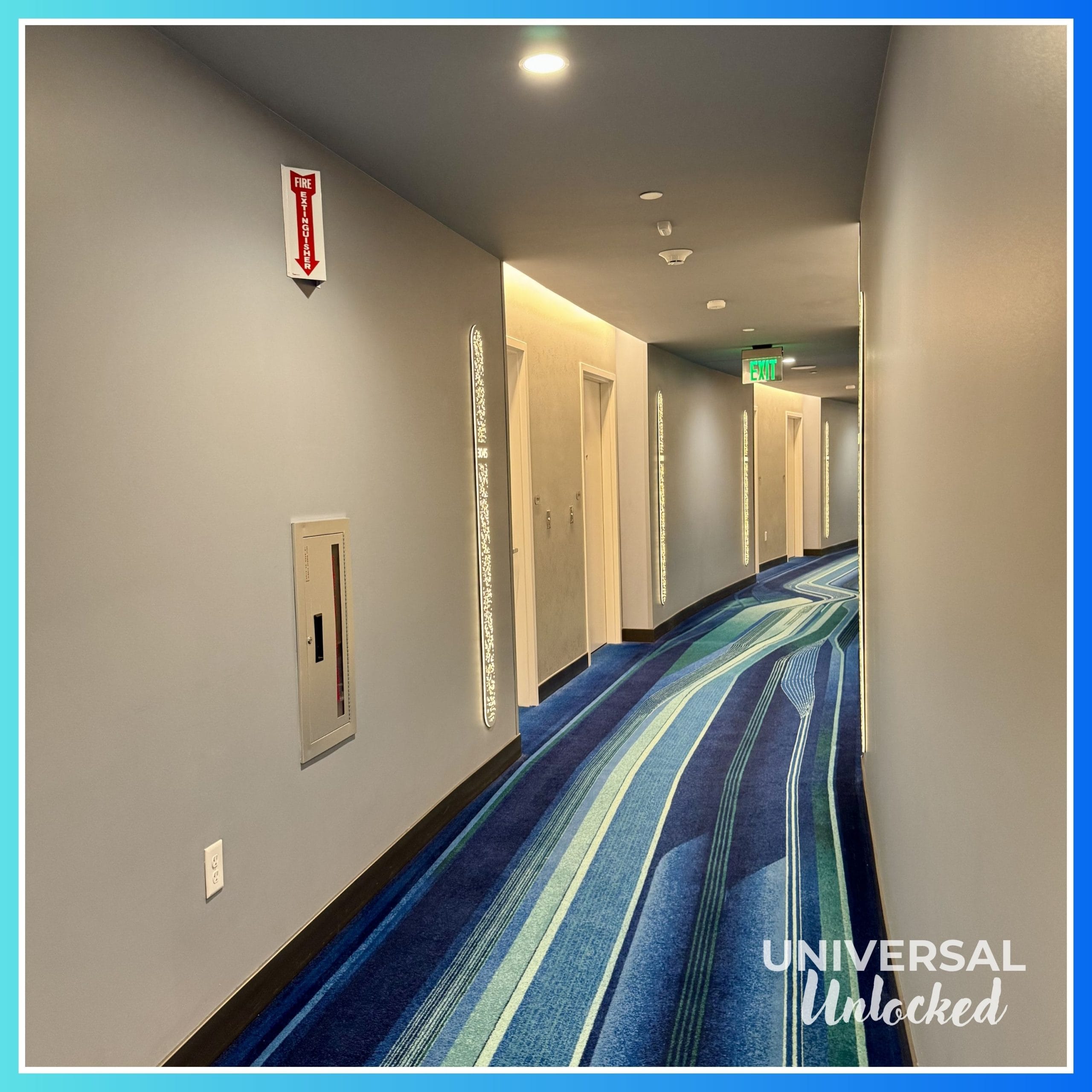 Guest room hallway at Stella Nova Resort