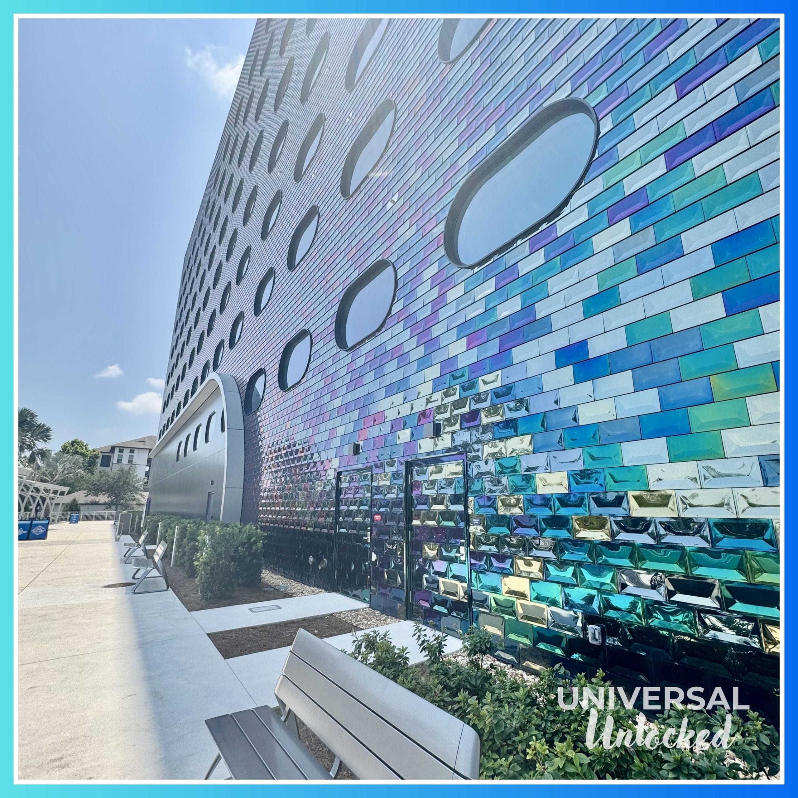 Tile mosaic on the exterior of Stella Nova Resort