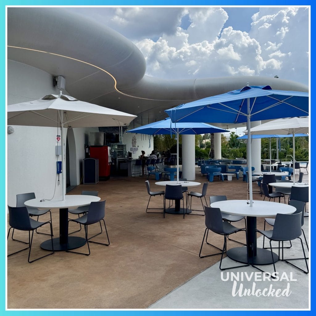 Tables at Galaxy Bar, poolside at Stella Nova Resort