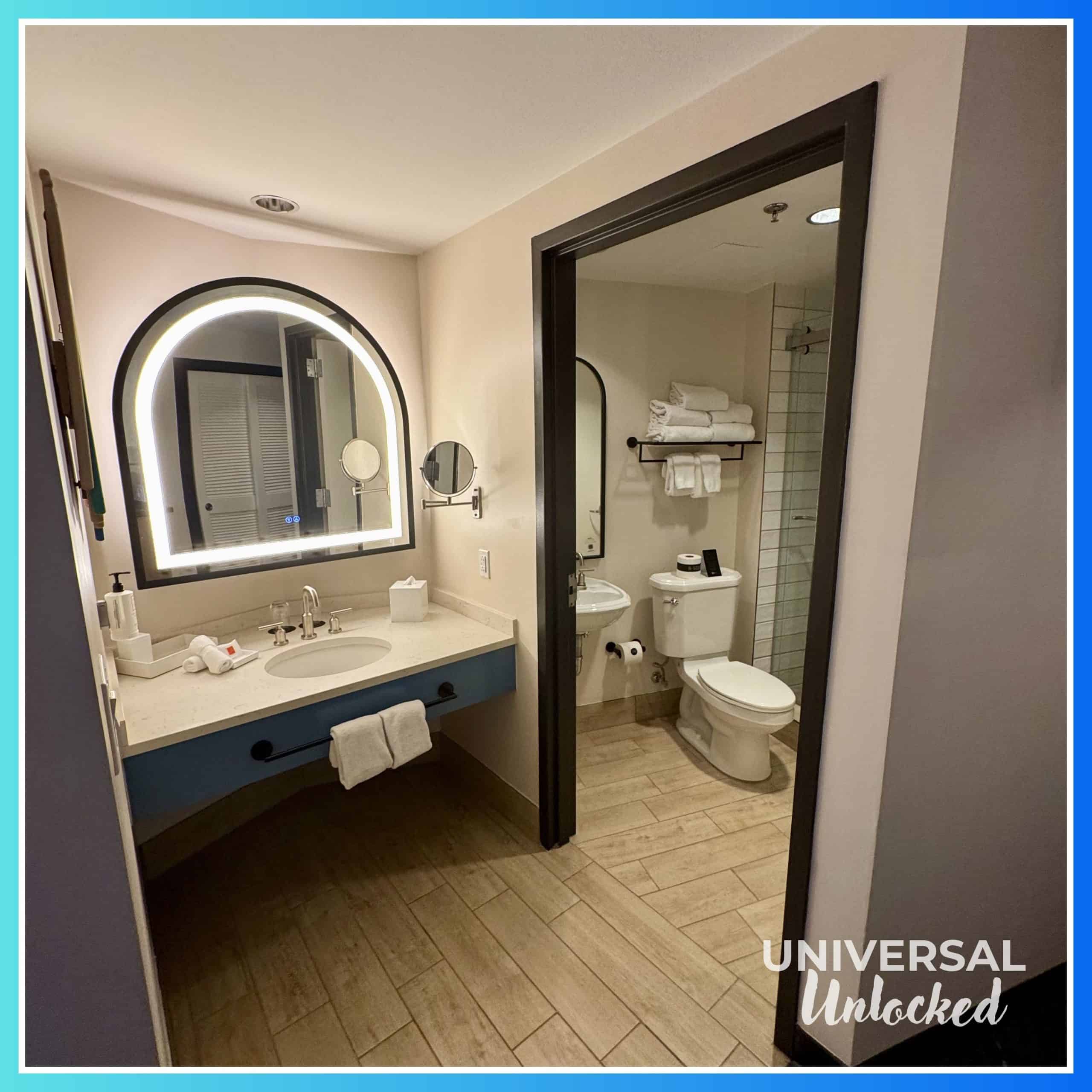 Bathroom in a guest room at the Hard Rock Hotel Orlando