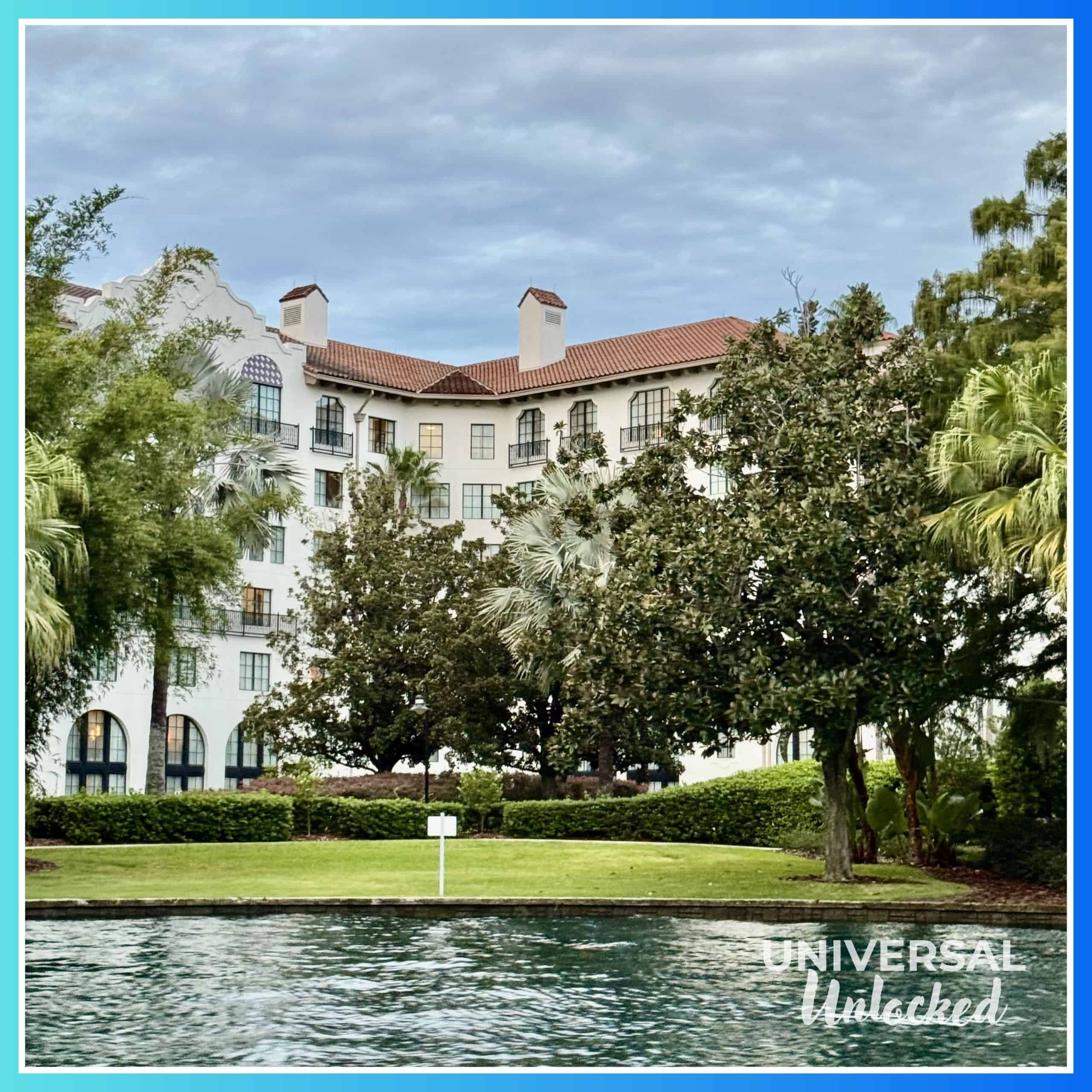 View of Hard Rock Hotel Orlando from the water taxi