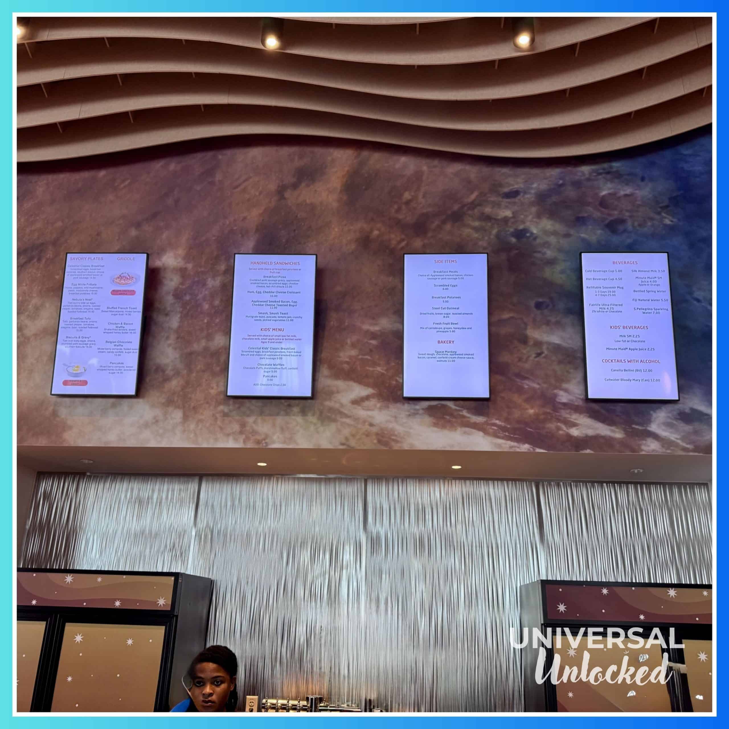 Menus at the Omega Cafe