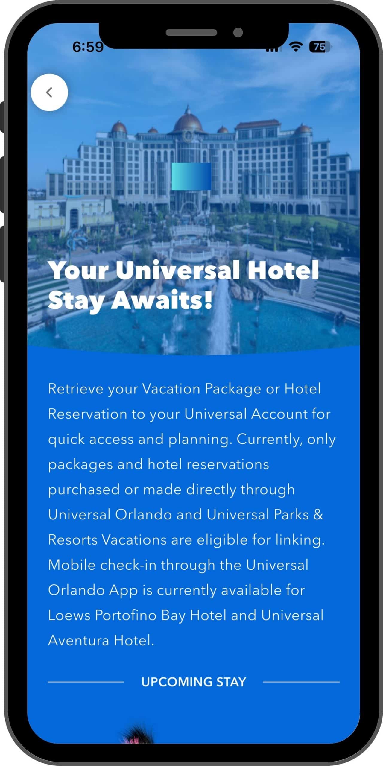 Universal Orlando Hotel reservations linked in the official app