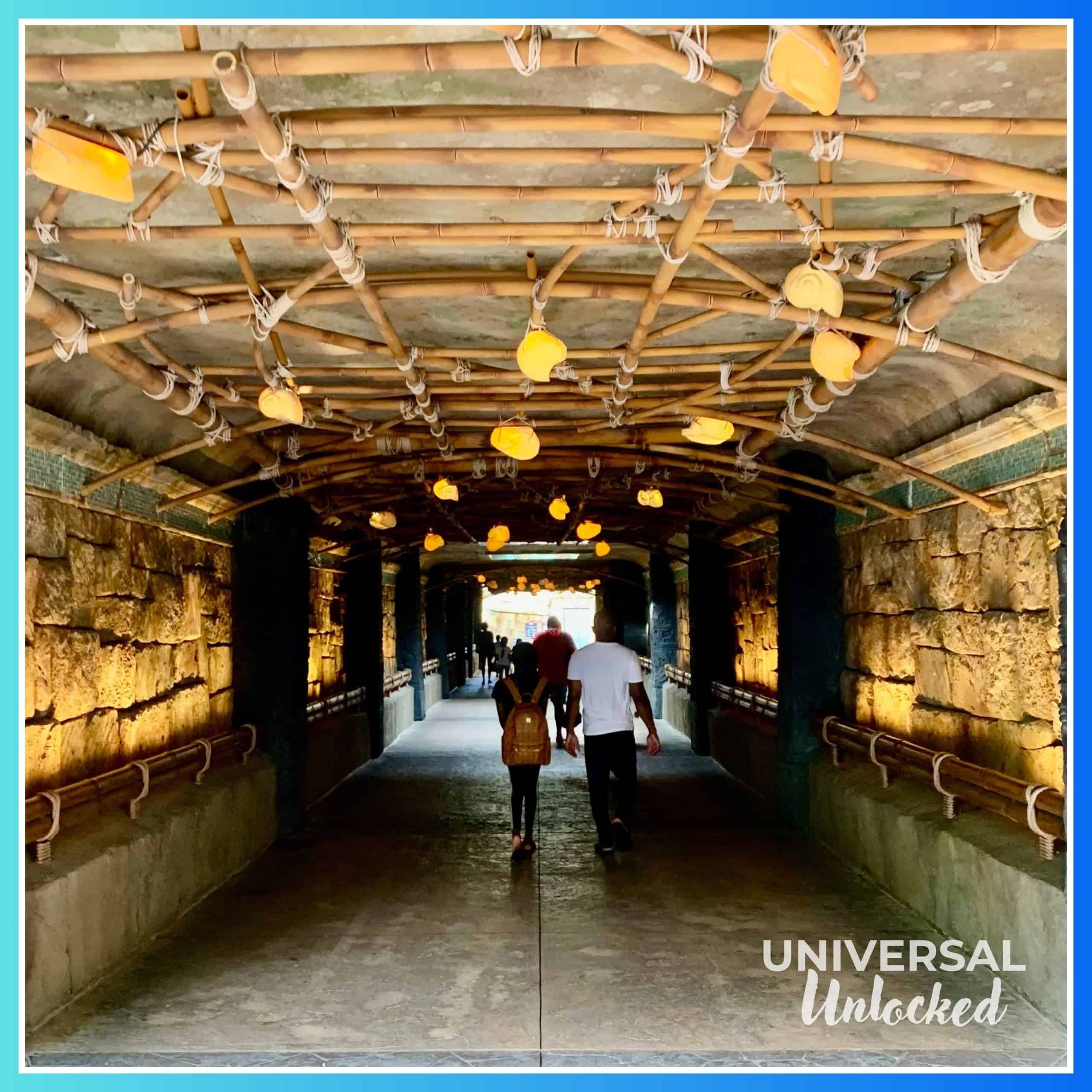 Entrance tunnel to Universal's Volcano Bay water park