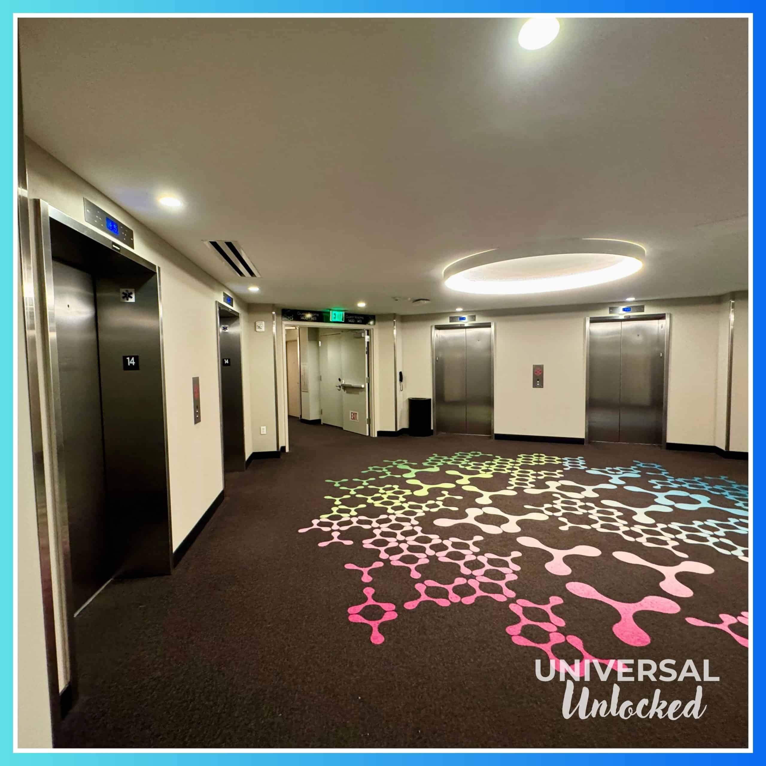 Elevator bank at Aventura Hotel