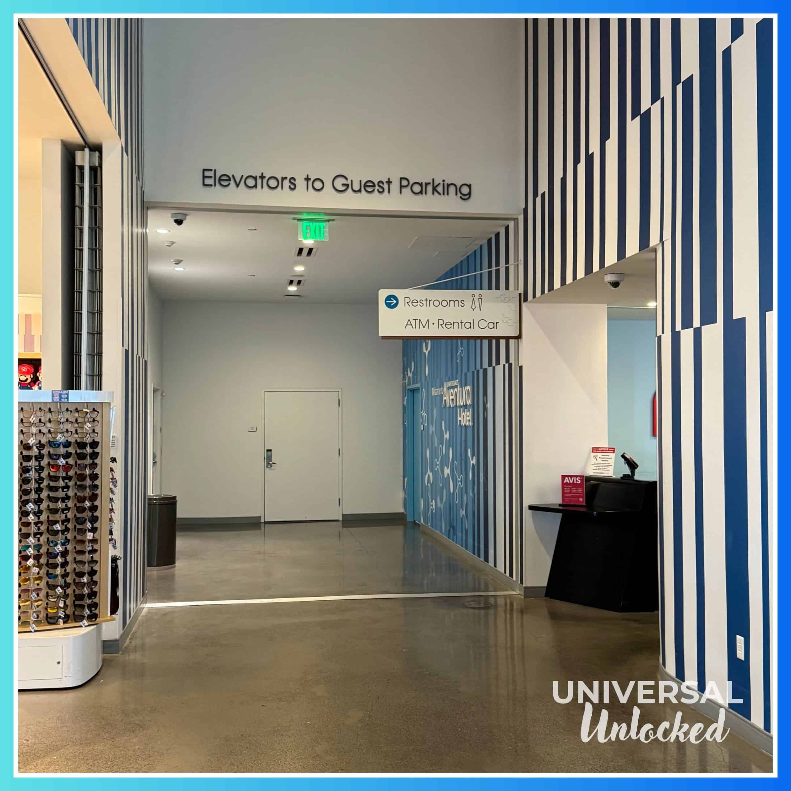 Elevators in the main lobby to guest self parking
