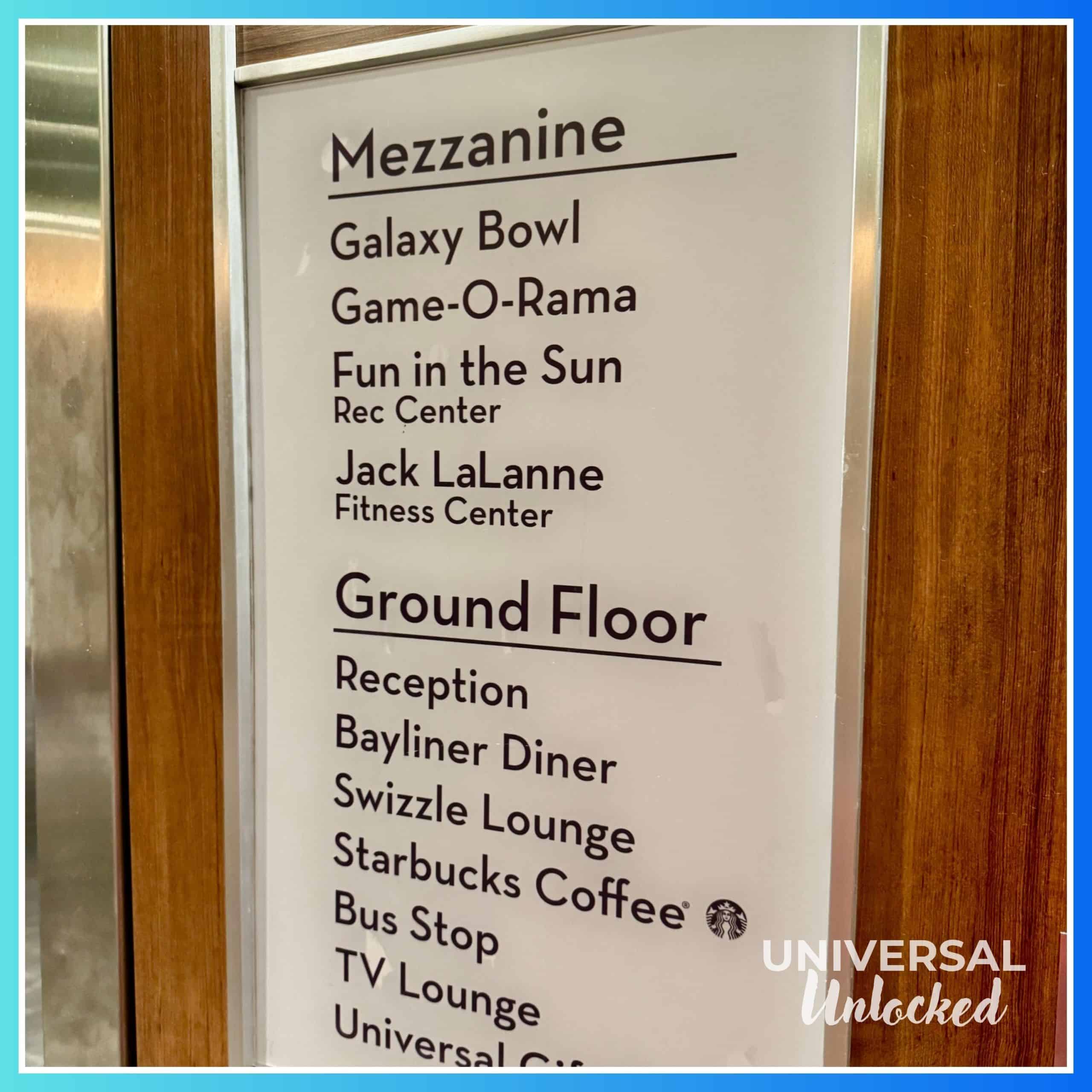 Amenities direction at Cabana Bay