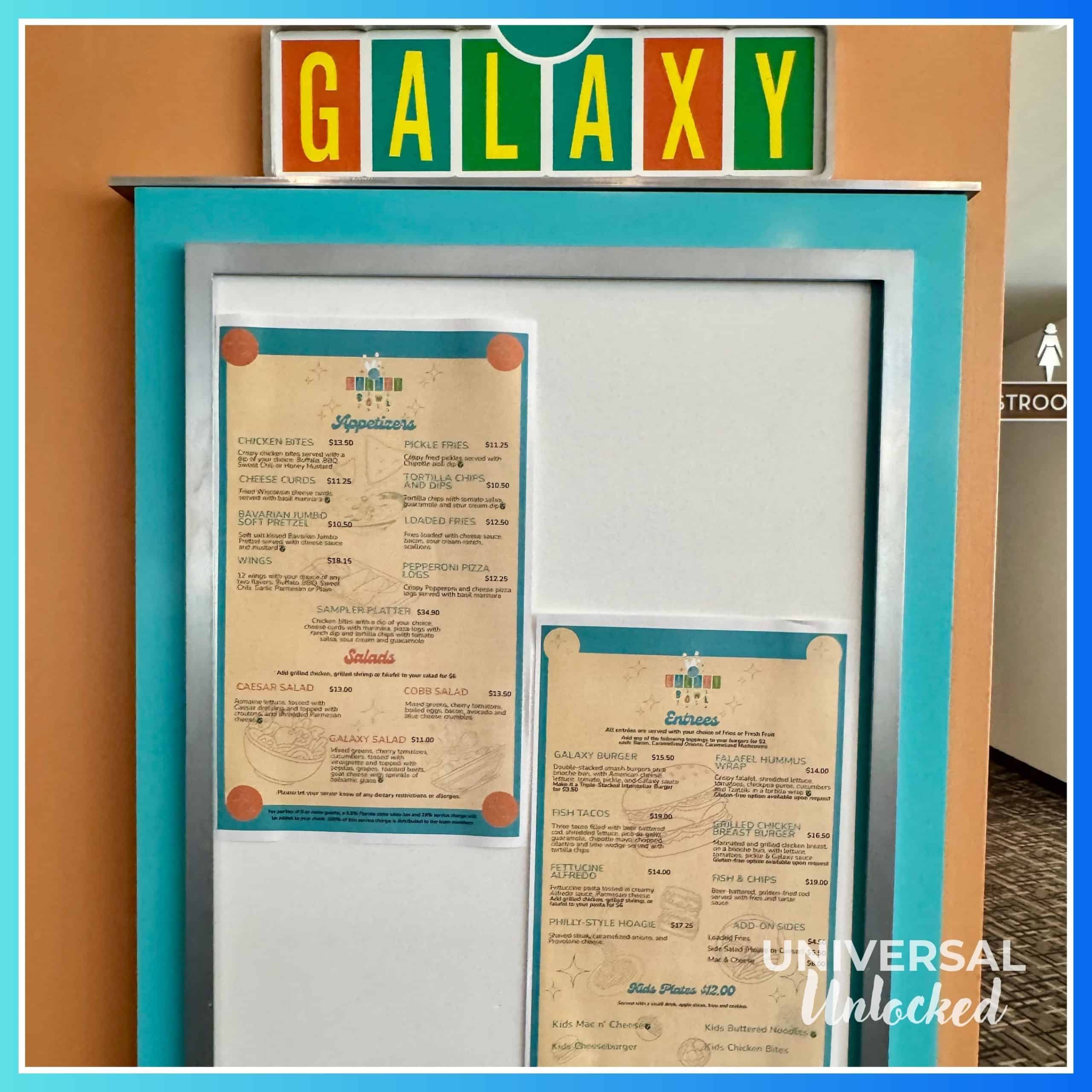 Galaxy Bowl Restaurant Menu