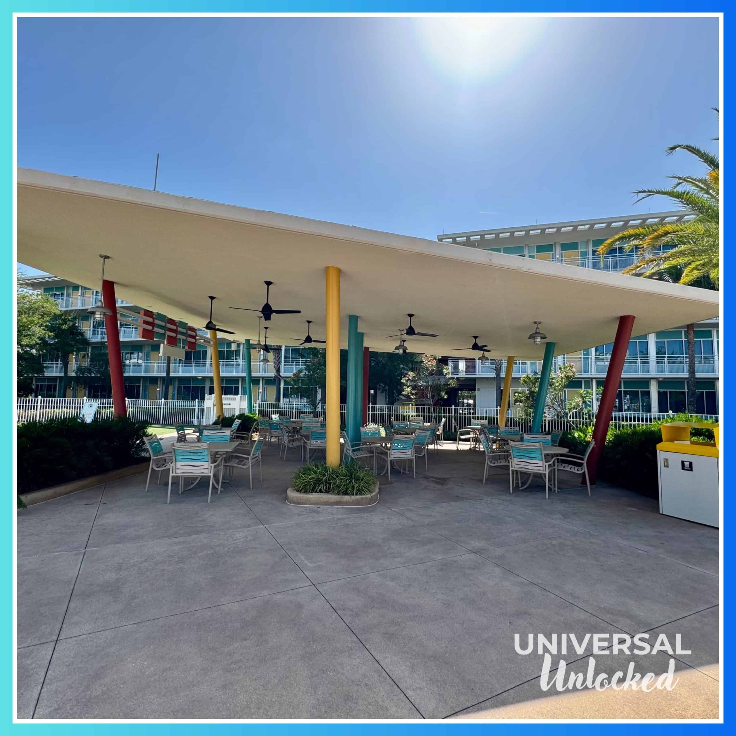 Lawn games and picnic tables in the Cabana Courtyard
