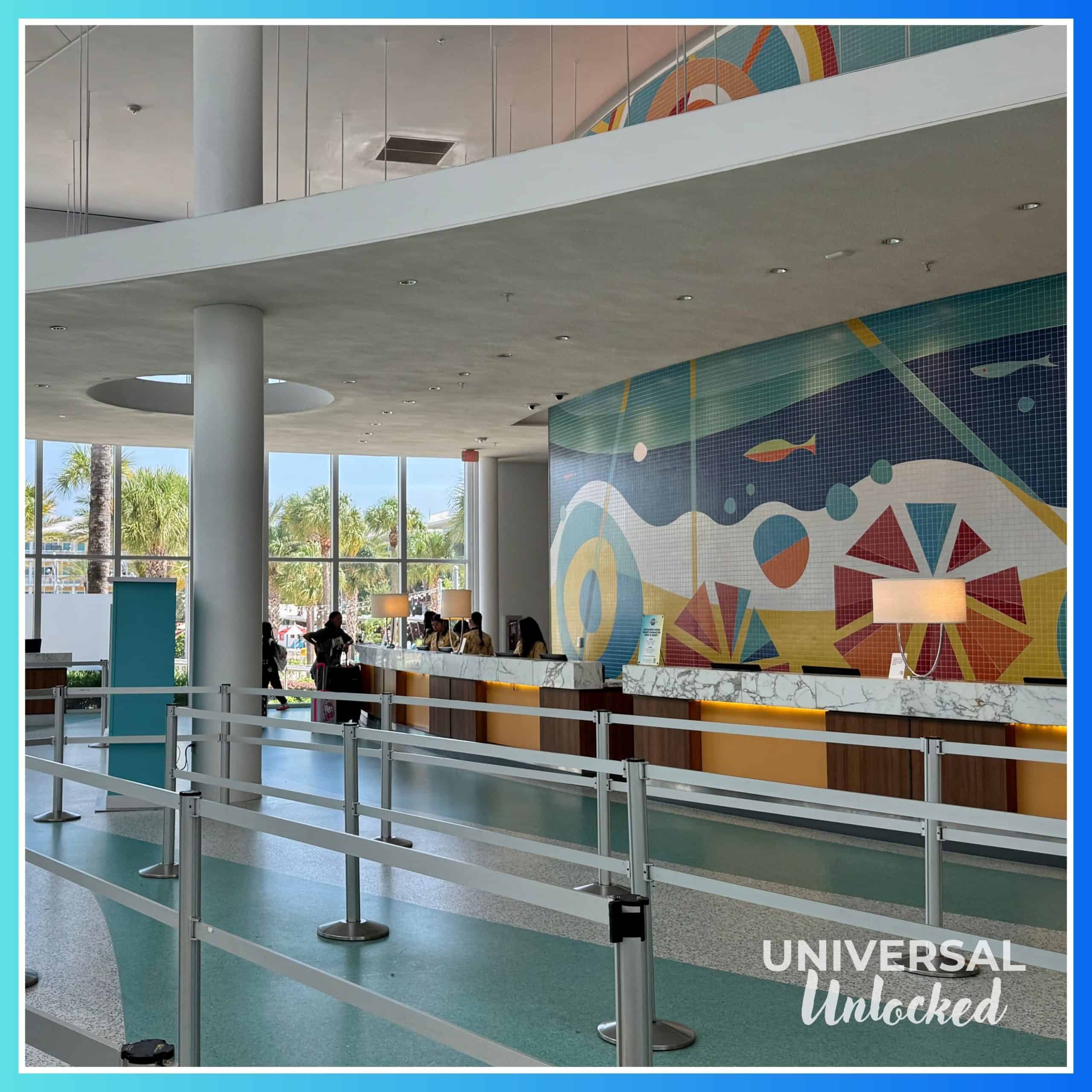 Check in desk at Cabana Bay Beach Resort