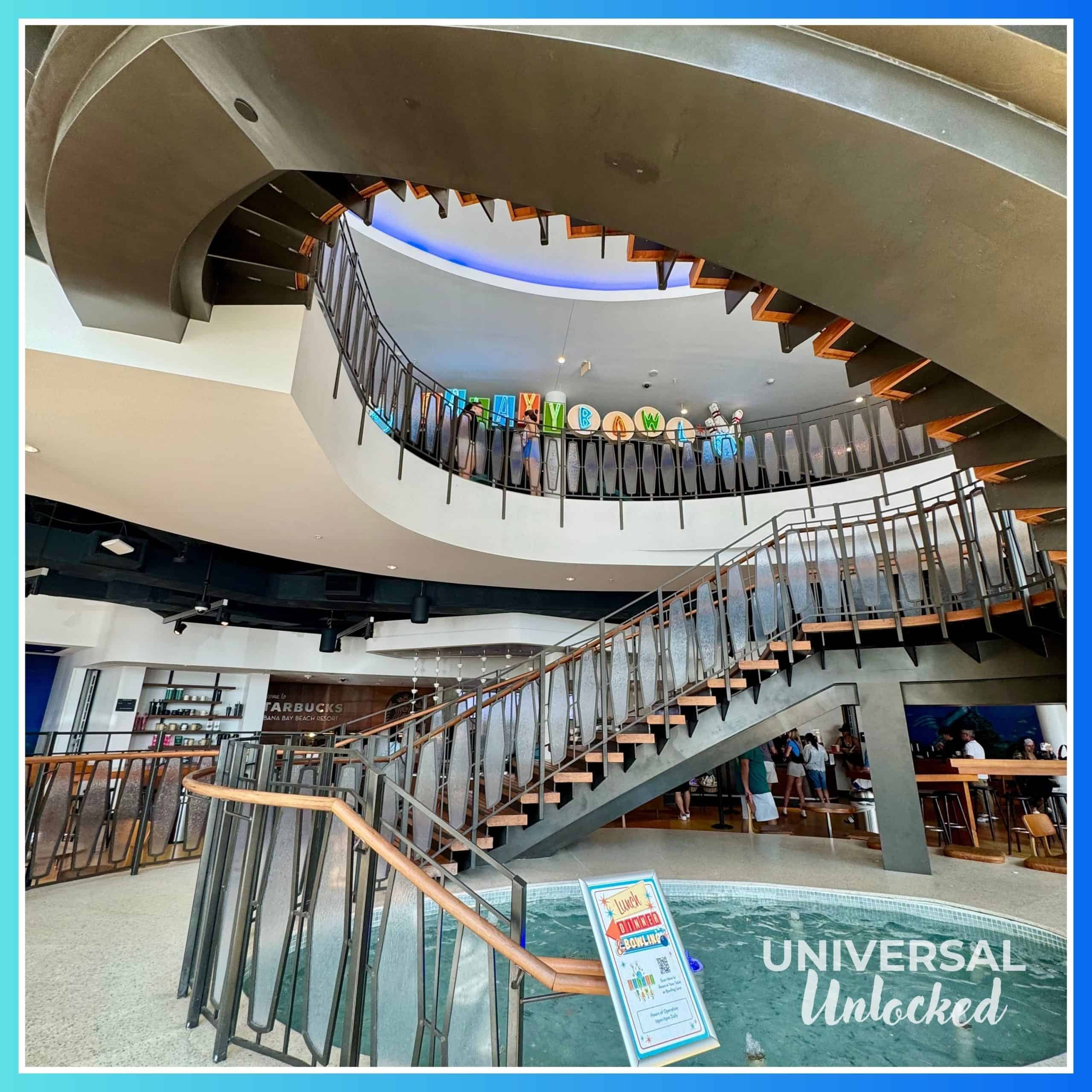 Stairway to the amenities hall at Cabana Bay Beach Resort