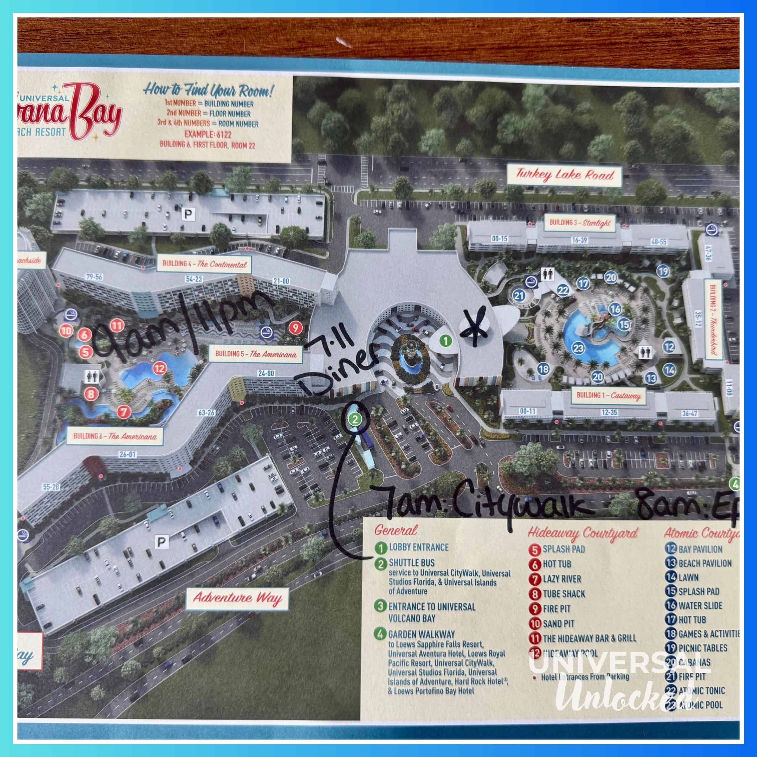 Map to Cabana Bay Beach Resort