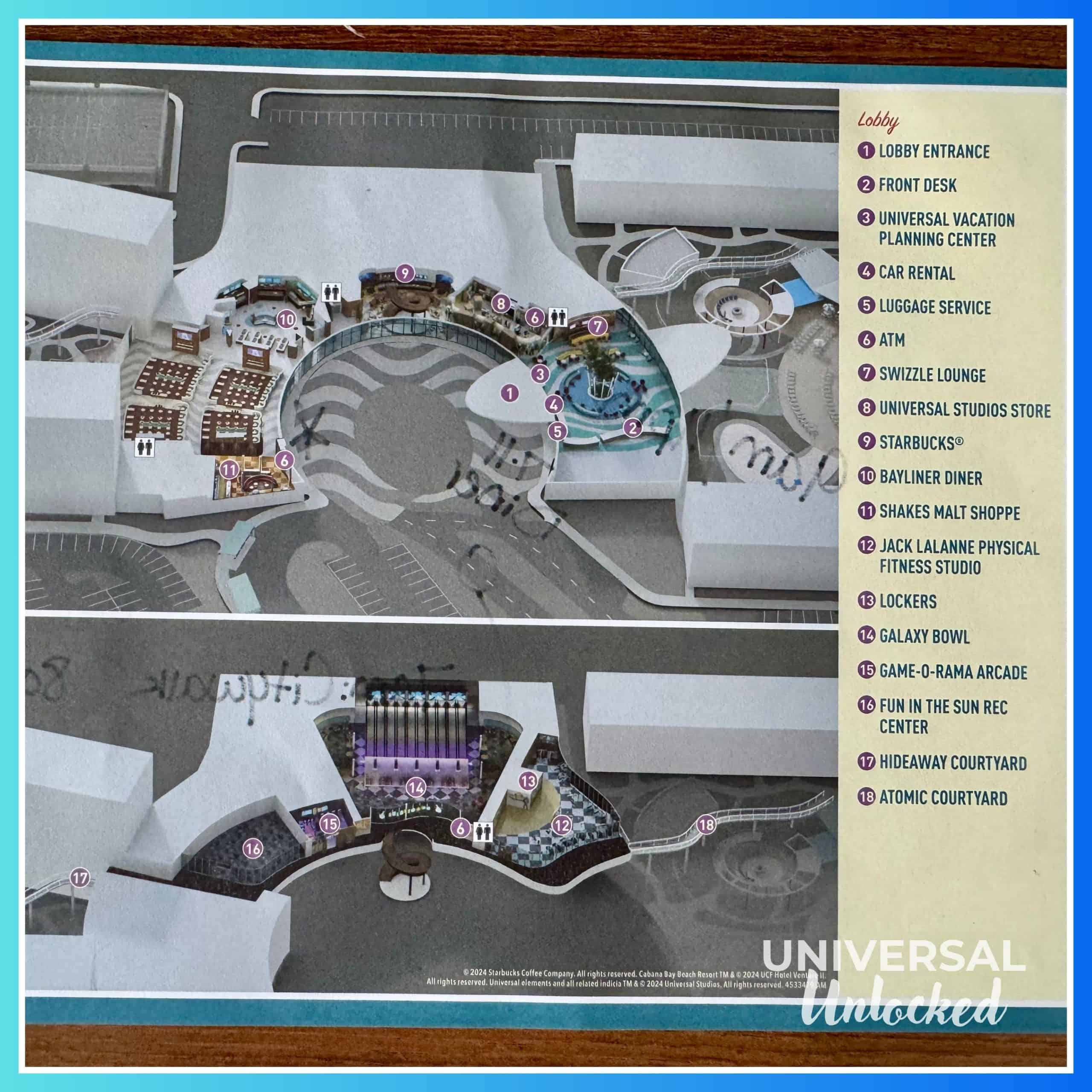 Map to Cabana Bay Beach Resort