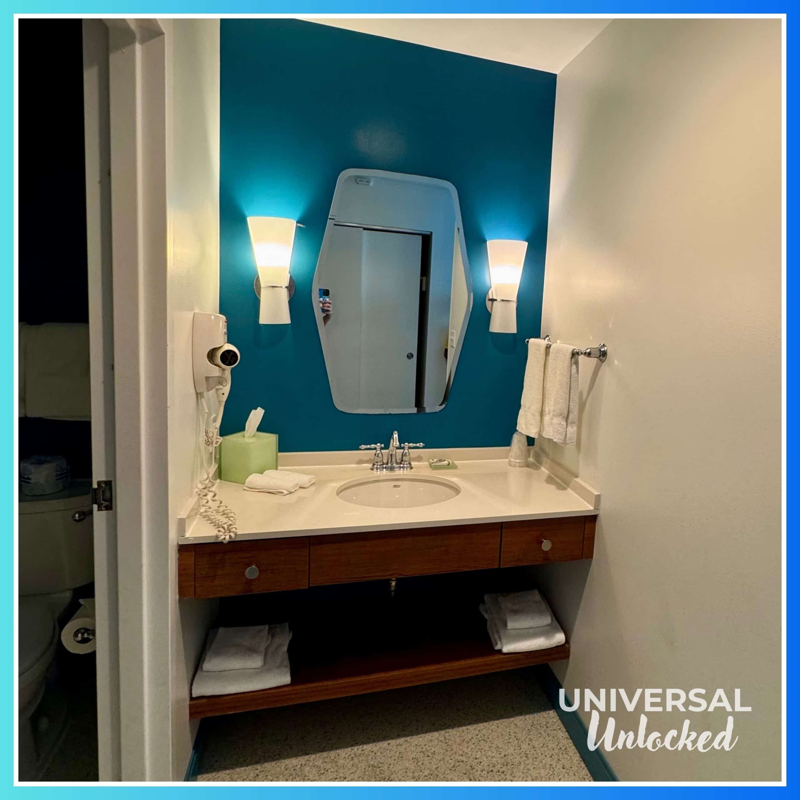 Bathroom in a standard guest room at Cabana Bay