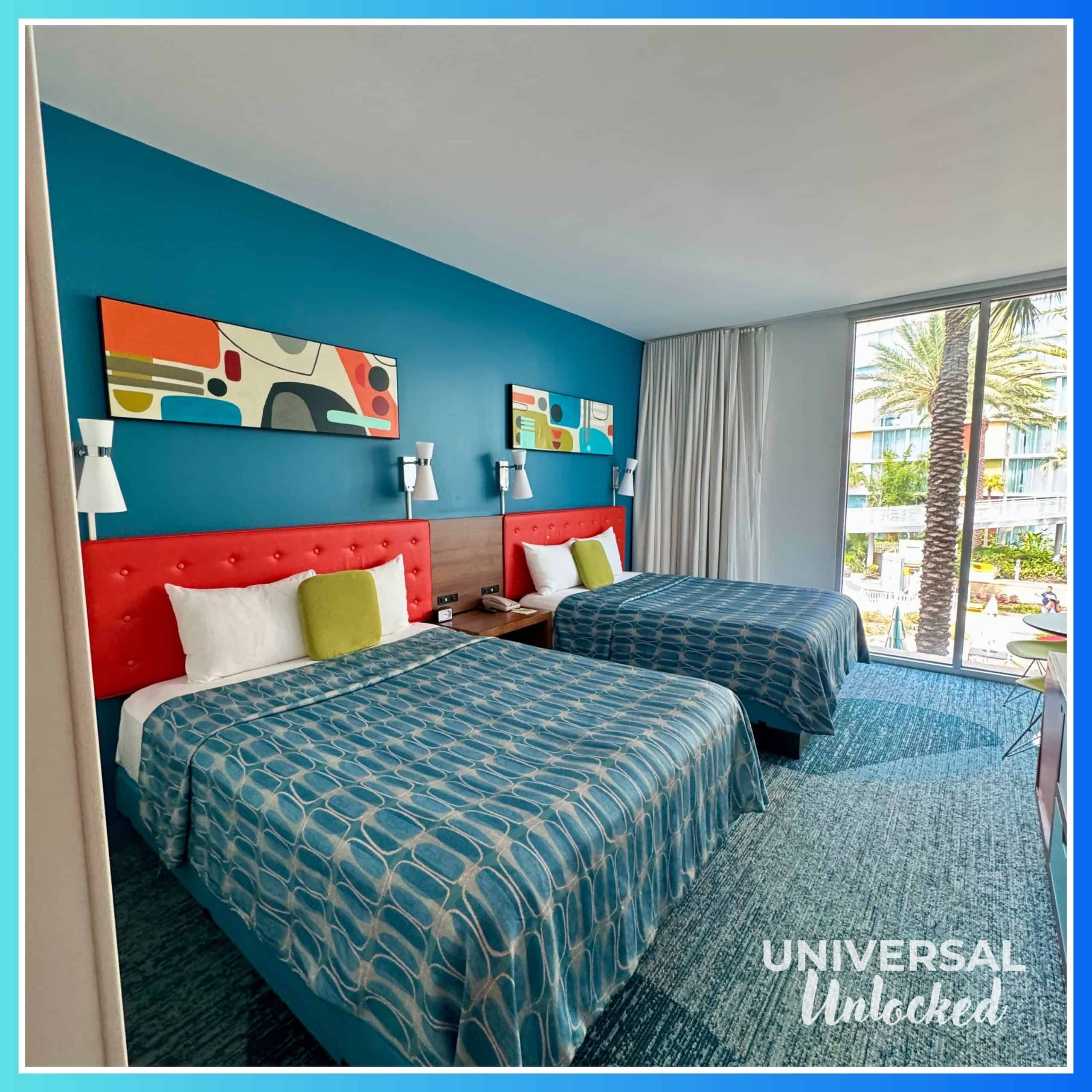 Standard interior guest room at Cabana Bay
