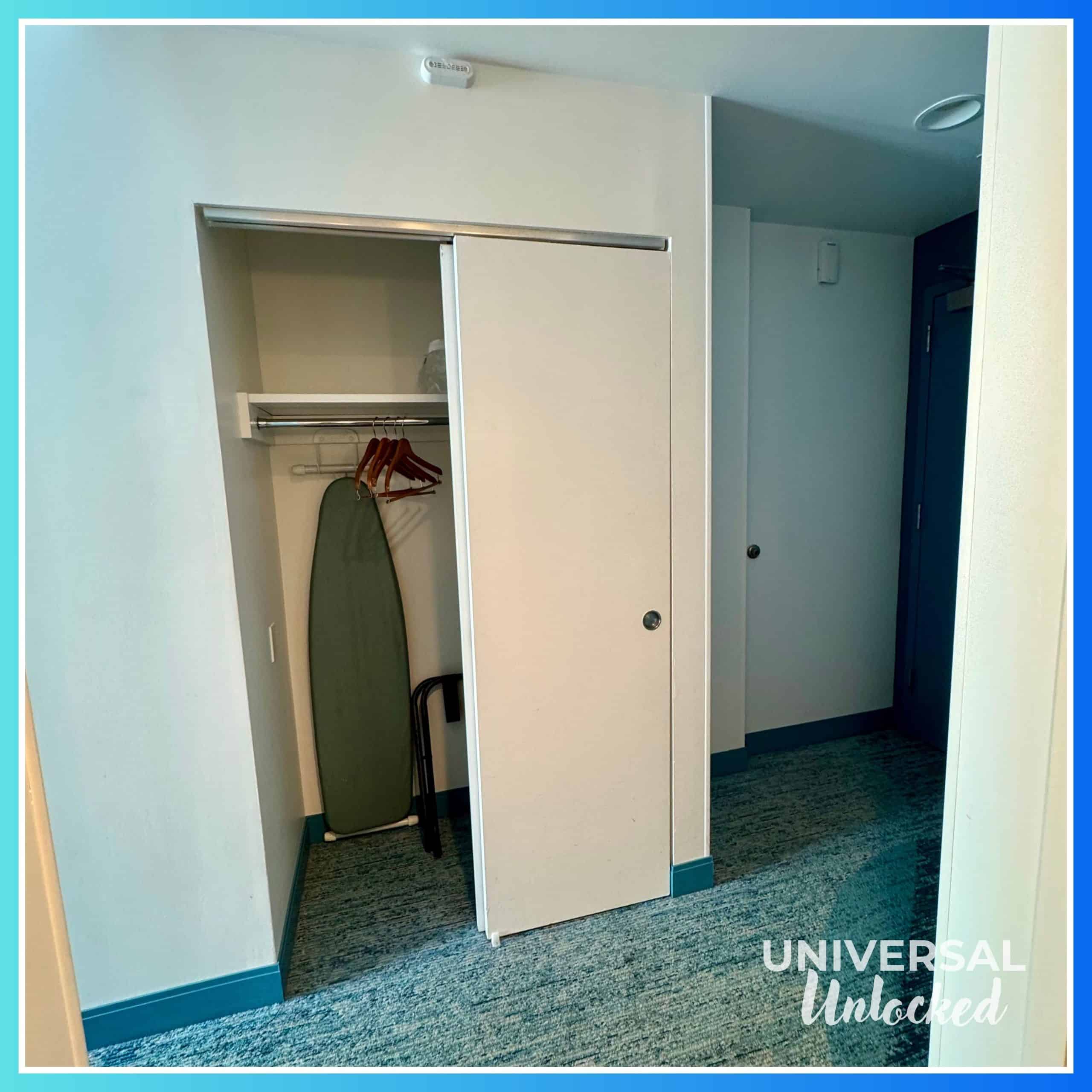 Closet in a standard guest room at Cabana Bay Beach Resort