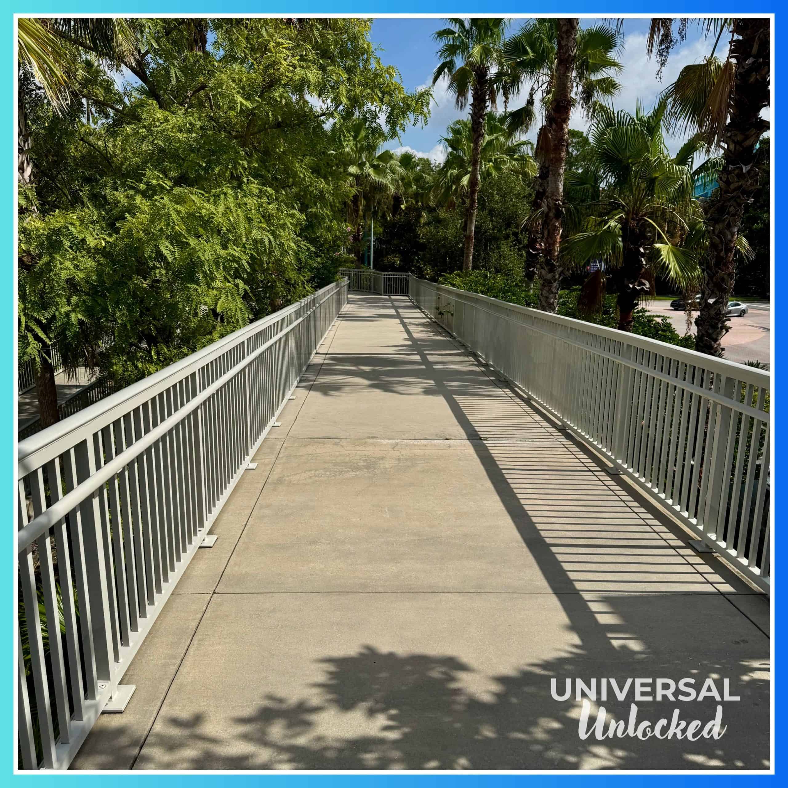 Walking path from Cabana Bay to the Universal Orlando waterway and Signature Collection hotels