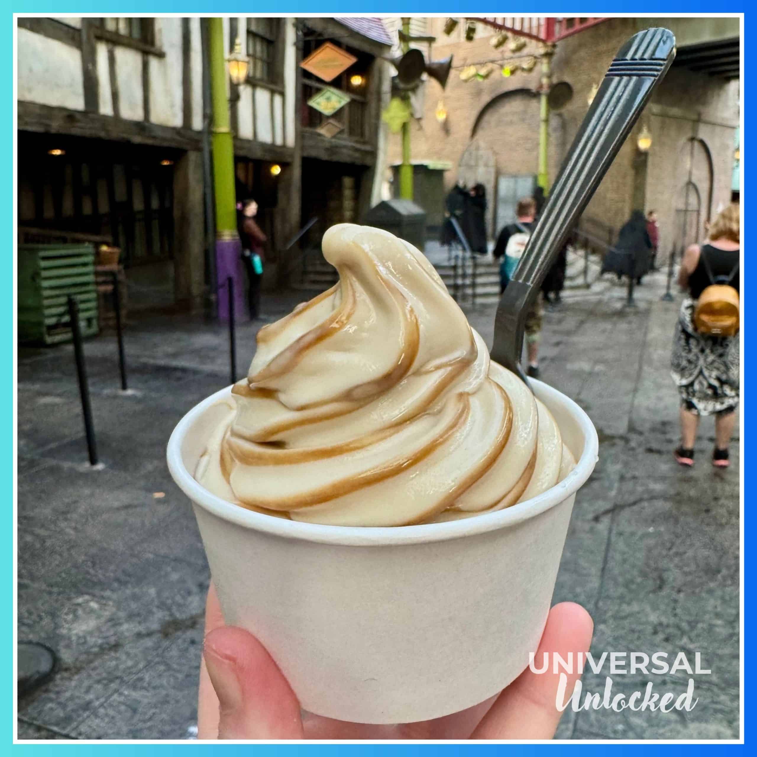 Butterbeer ice cream in the Wizarding World of Harry Potter™ - Diagon Alley™ at Universal Studios Florida