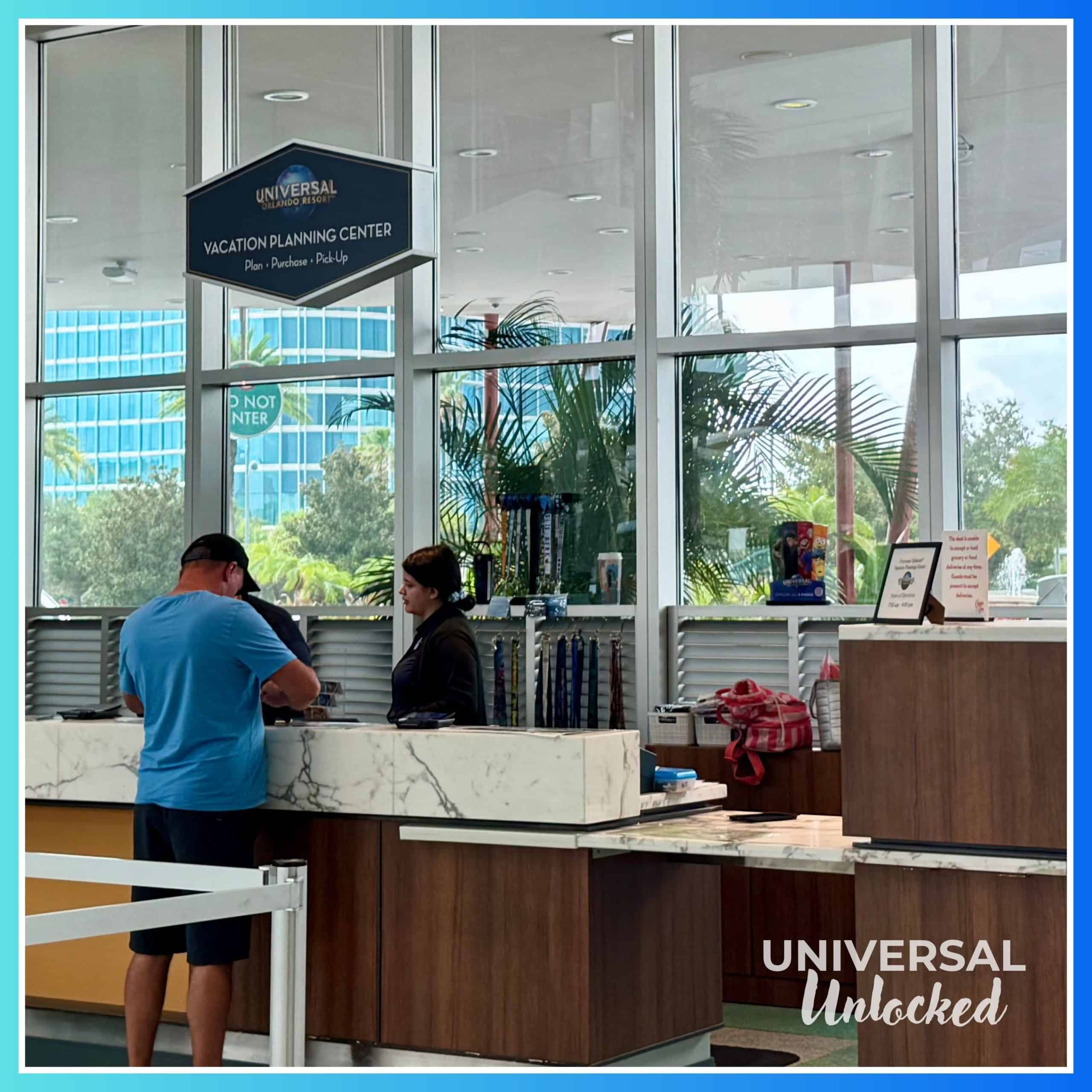 Universal Orlando Vacation Planning Center in the Cabana Bay lobby