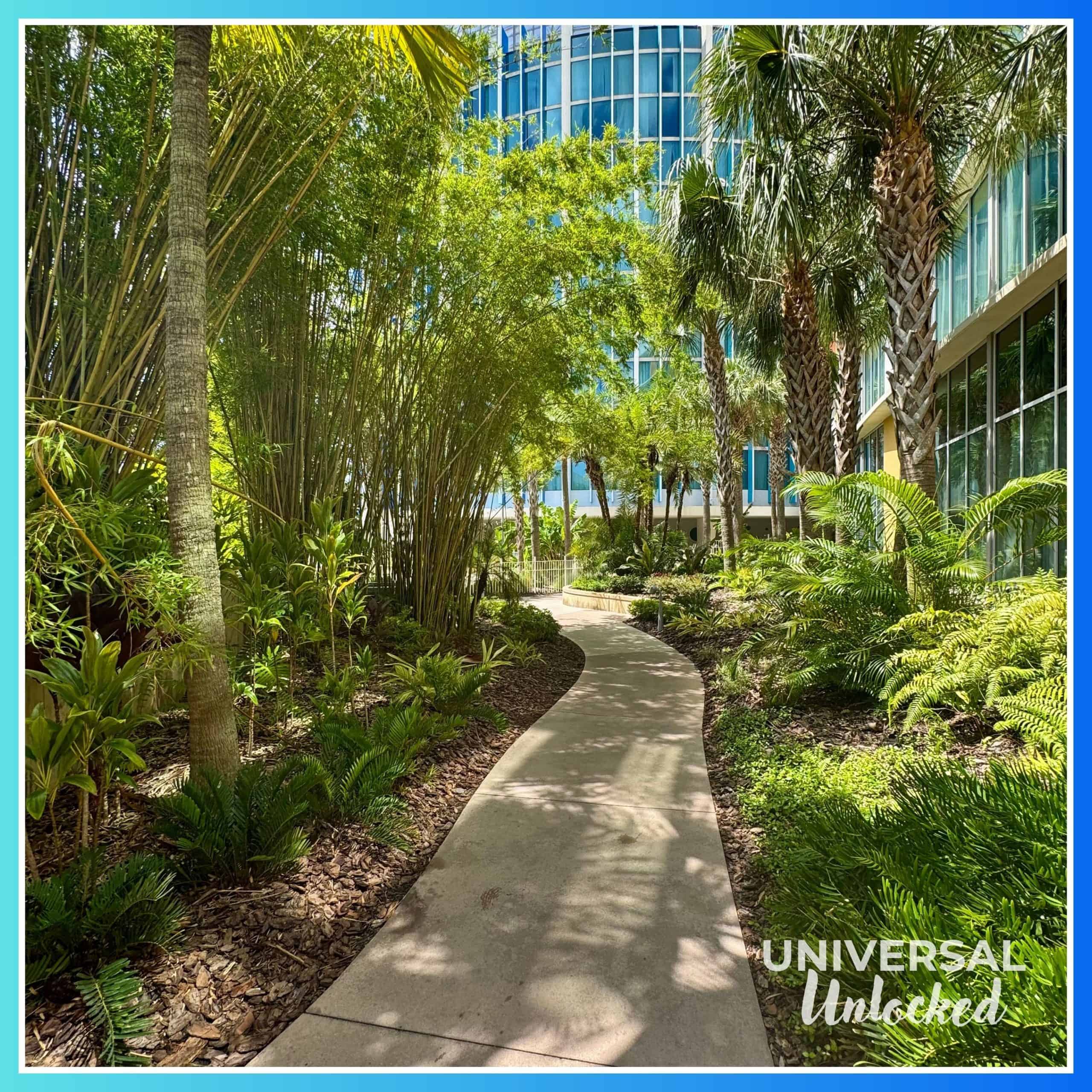 Walking path around the Lazy River Courtyard 
