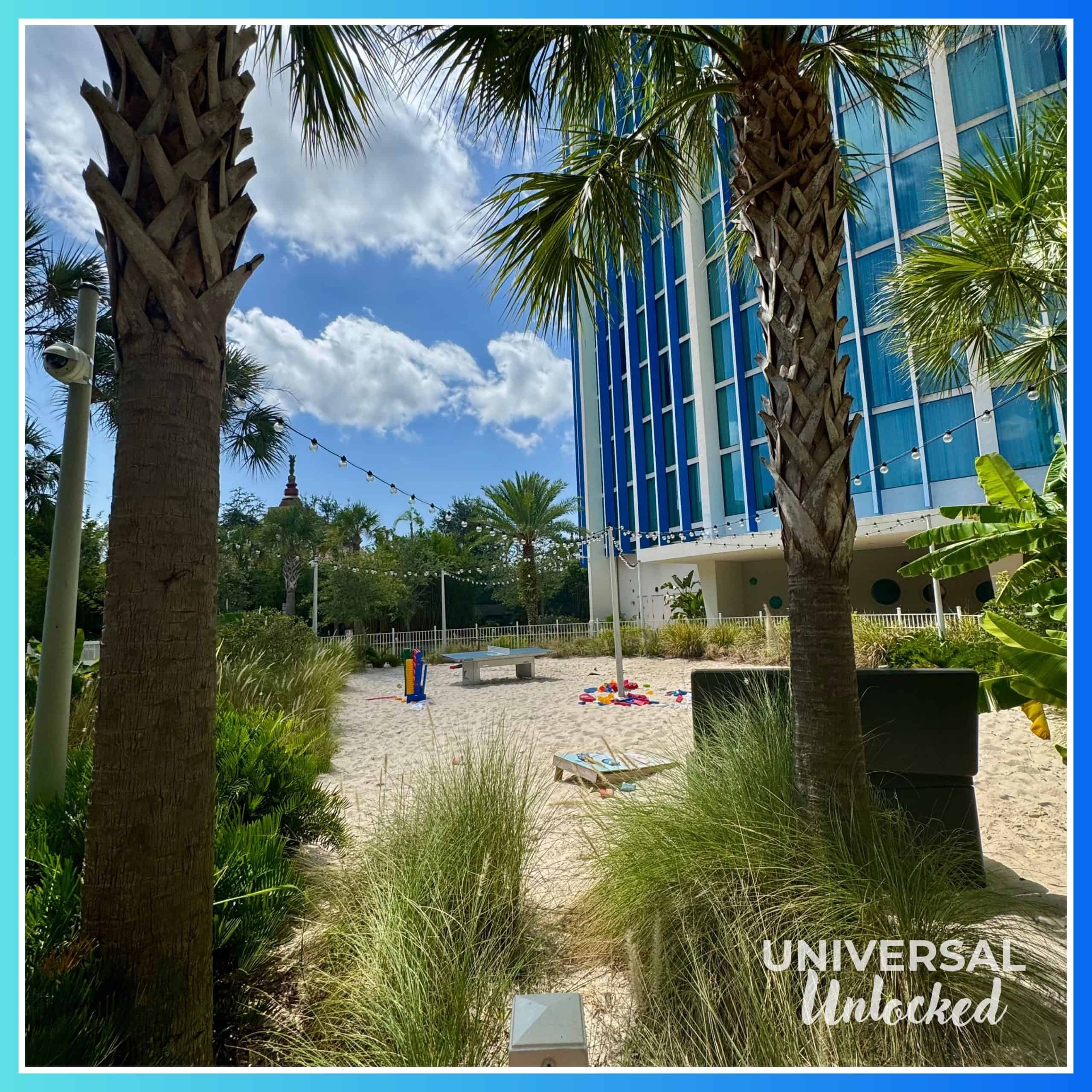 Beachside tower overlooking Volcano Bay water park