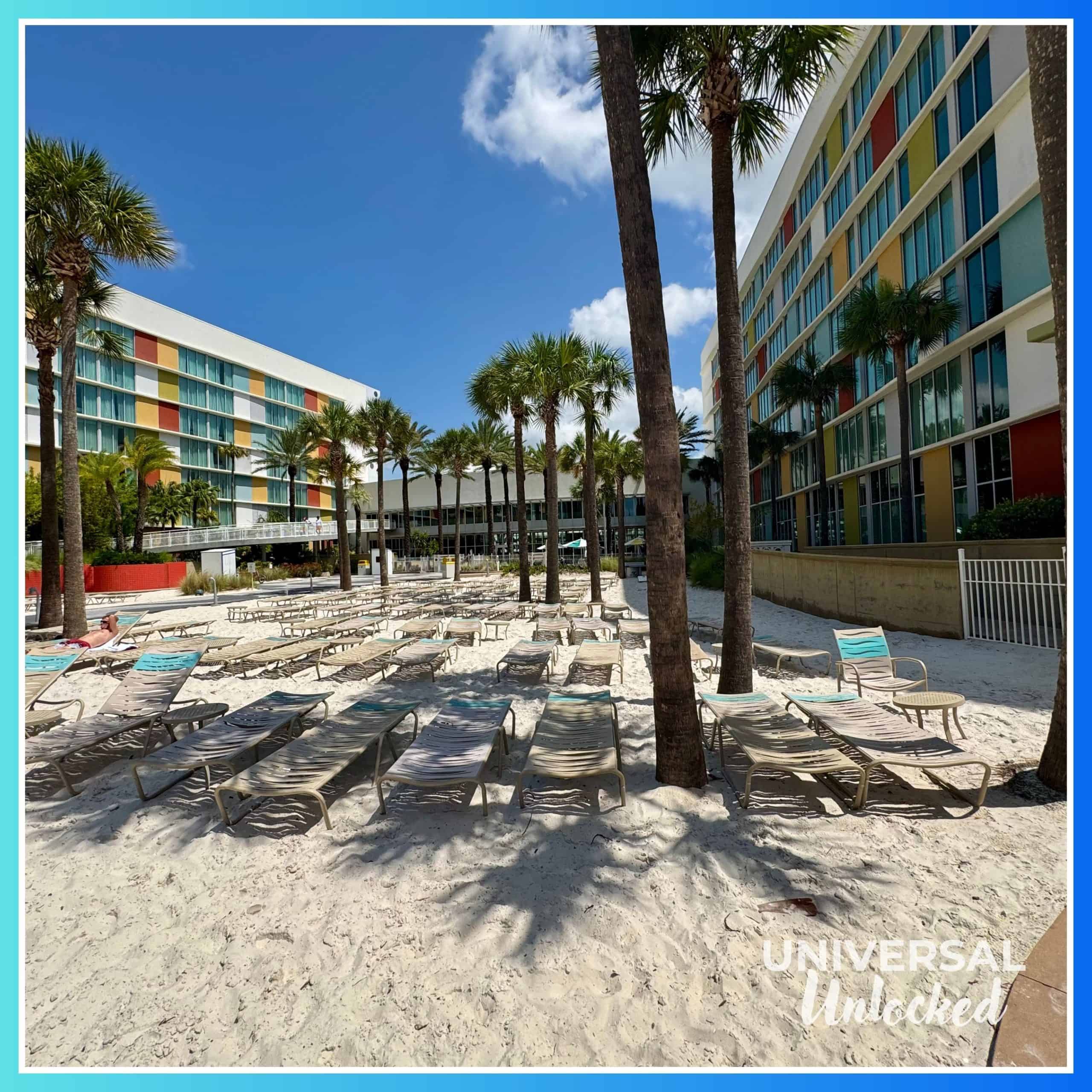 Sand beaches at the Lazy River Courtyard