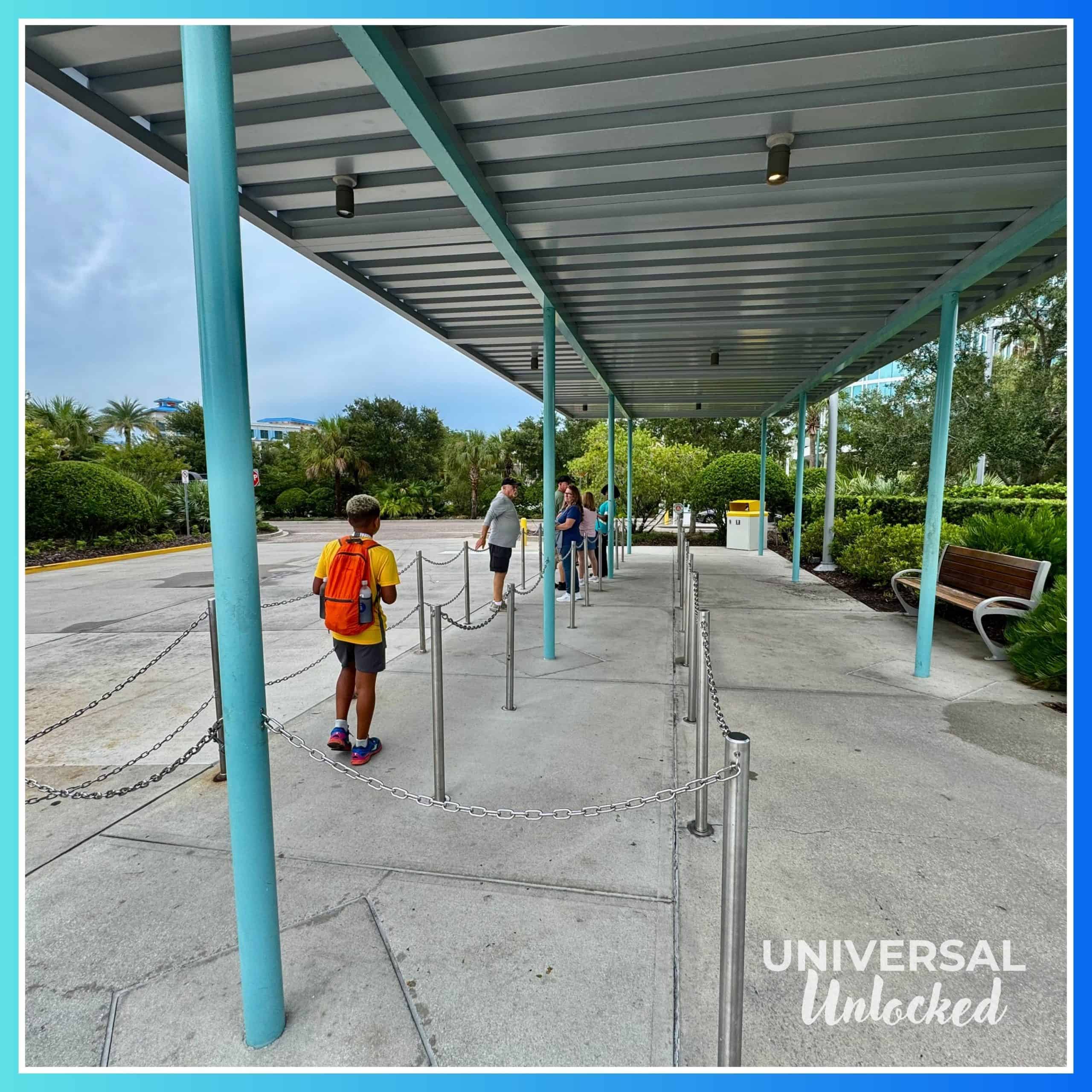 Shuttle bus stop at Cabana Bay