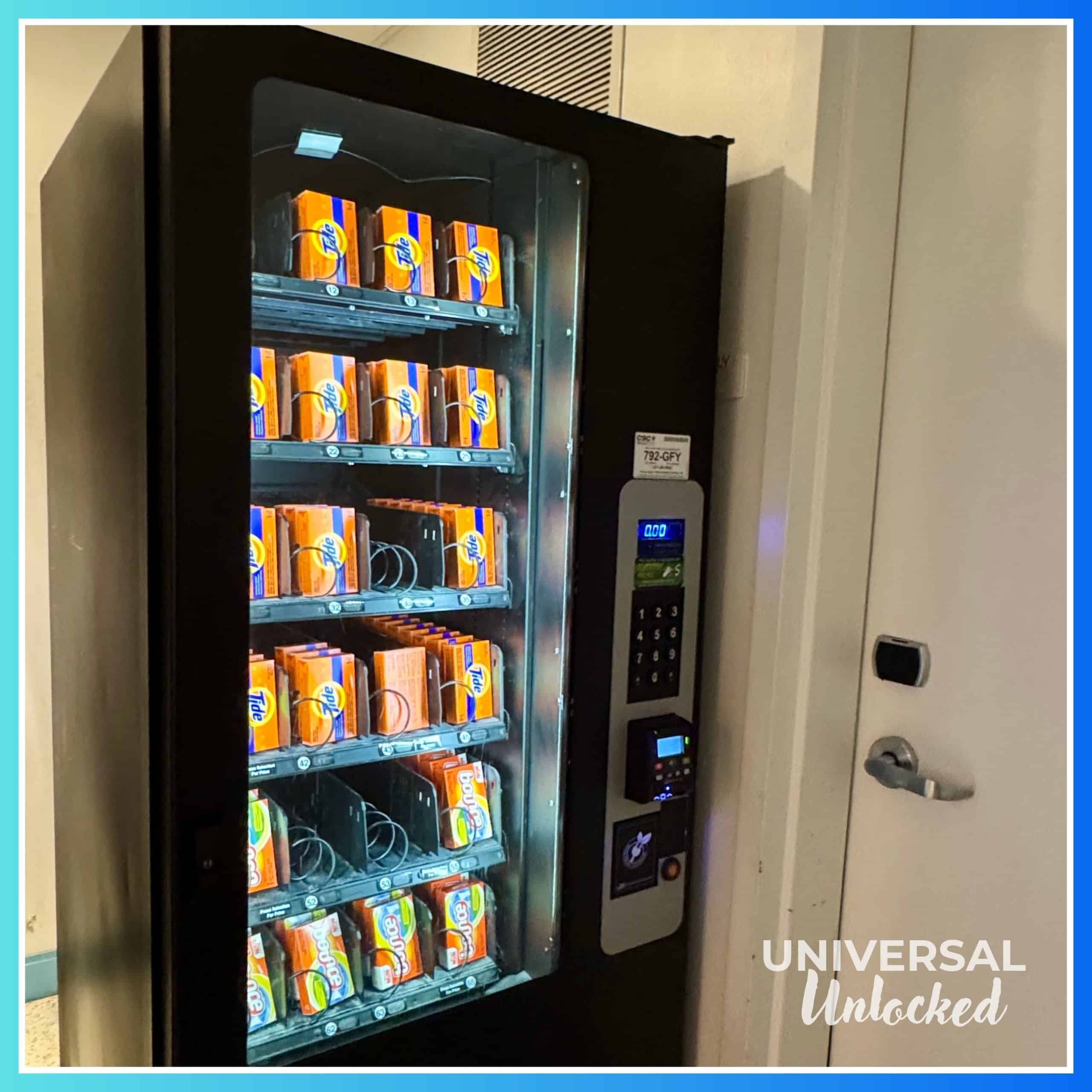 Vending machine for laundry detergent at Cabana Bay