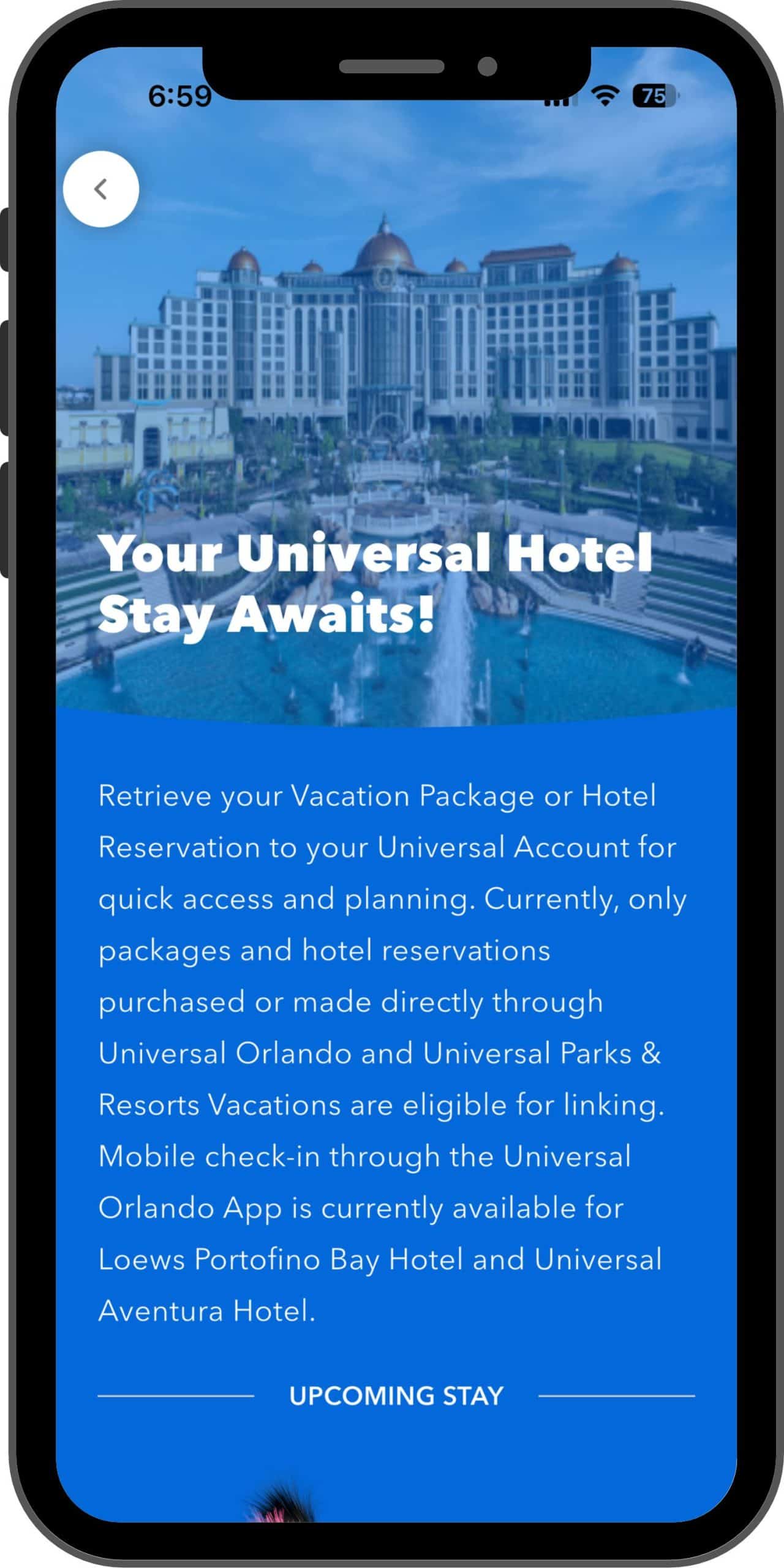 Universal Orlando Hotel reservations linked in the official app