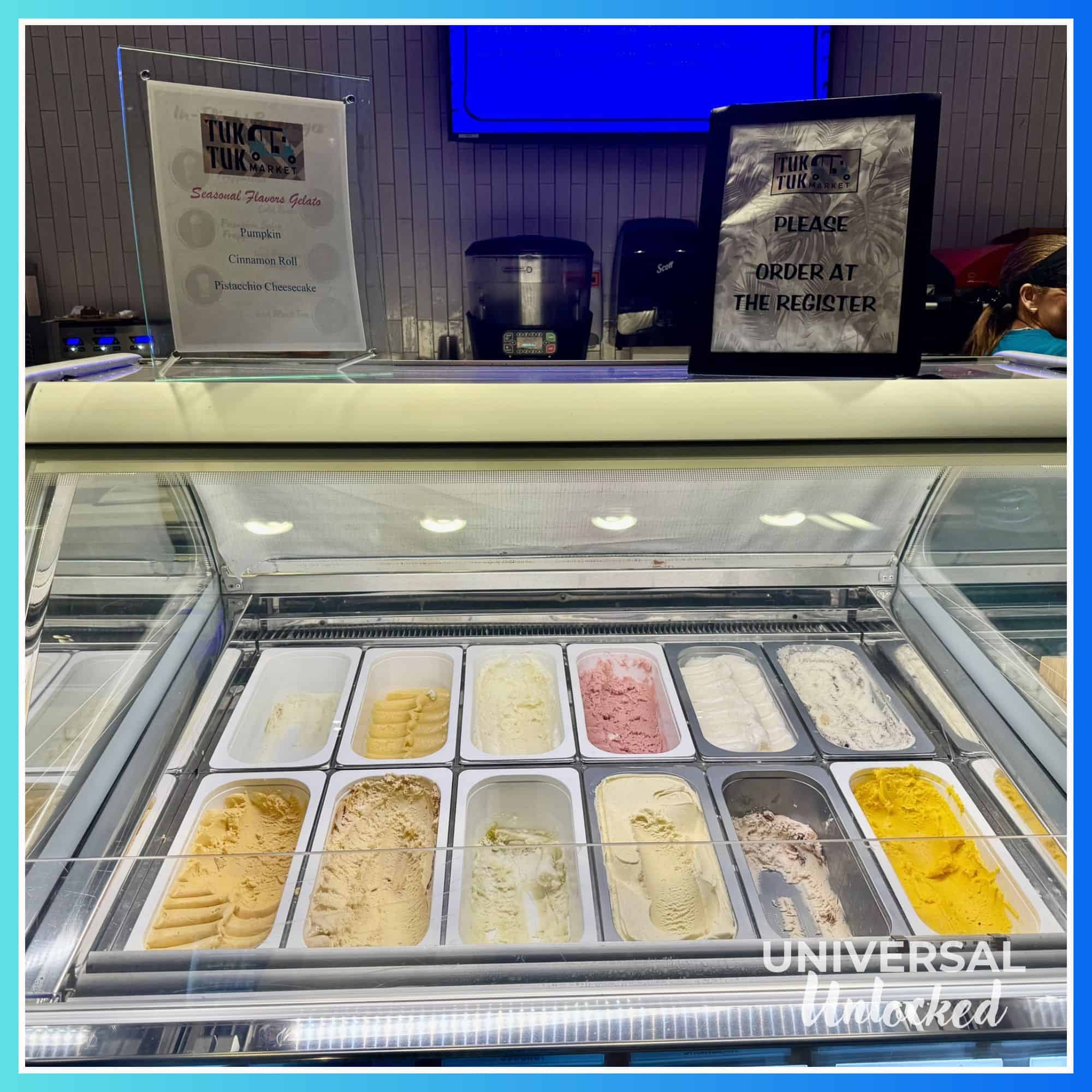 Gelato case at Tuk Tuk Market