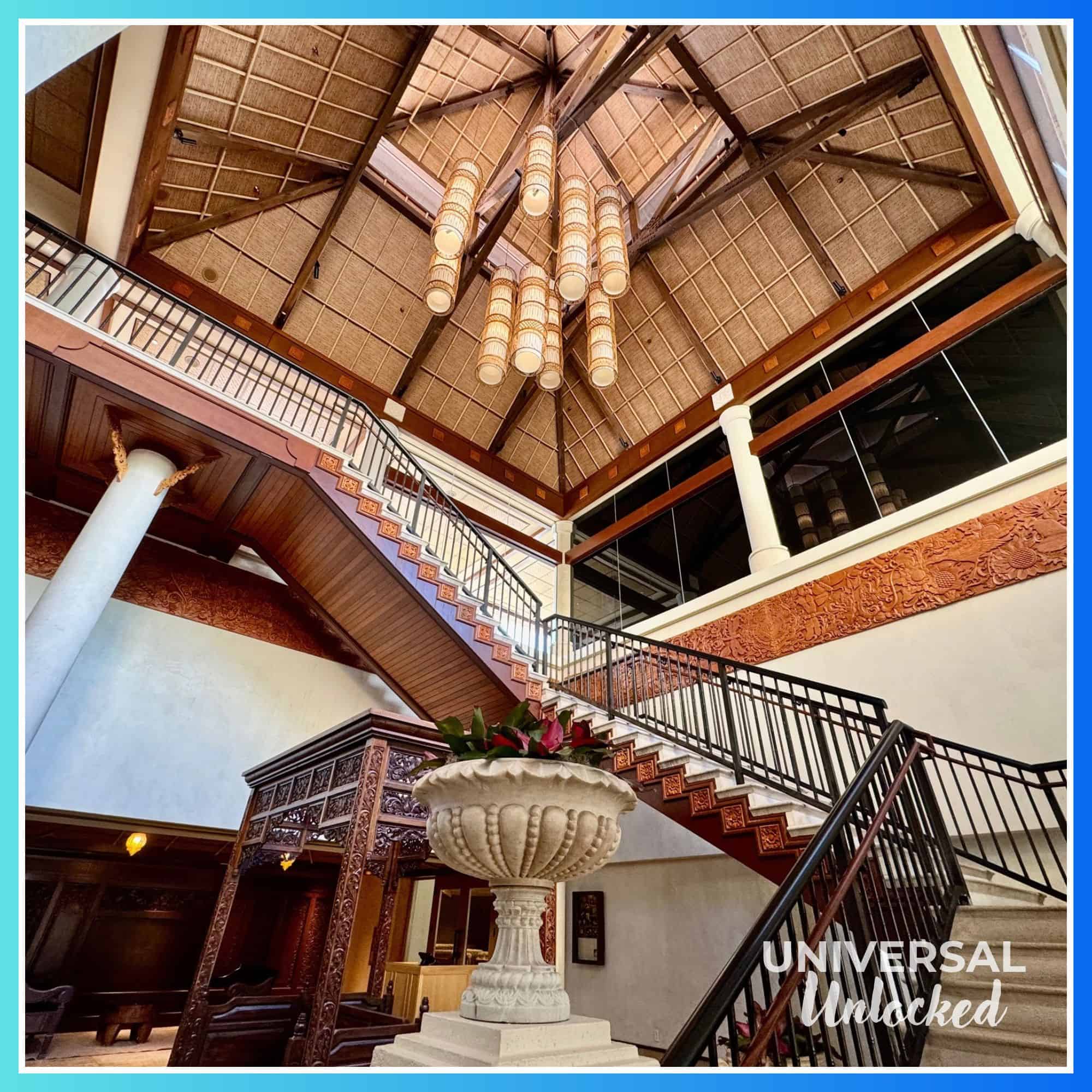 Stairs up to the main lobby from Jake's American Bar and Islands Dining Room