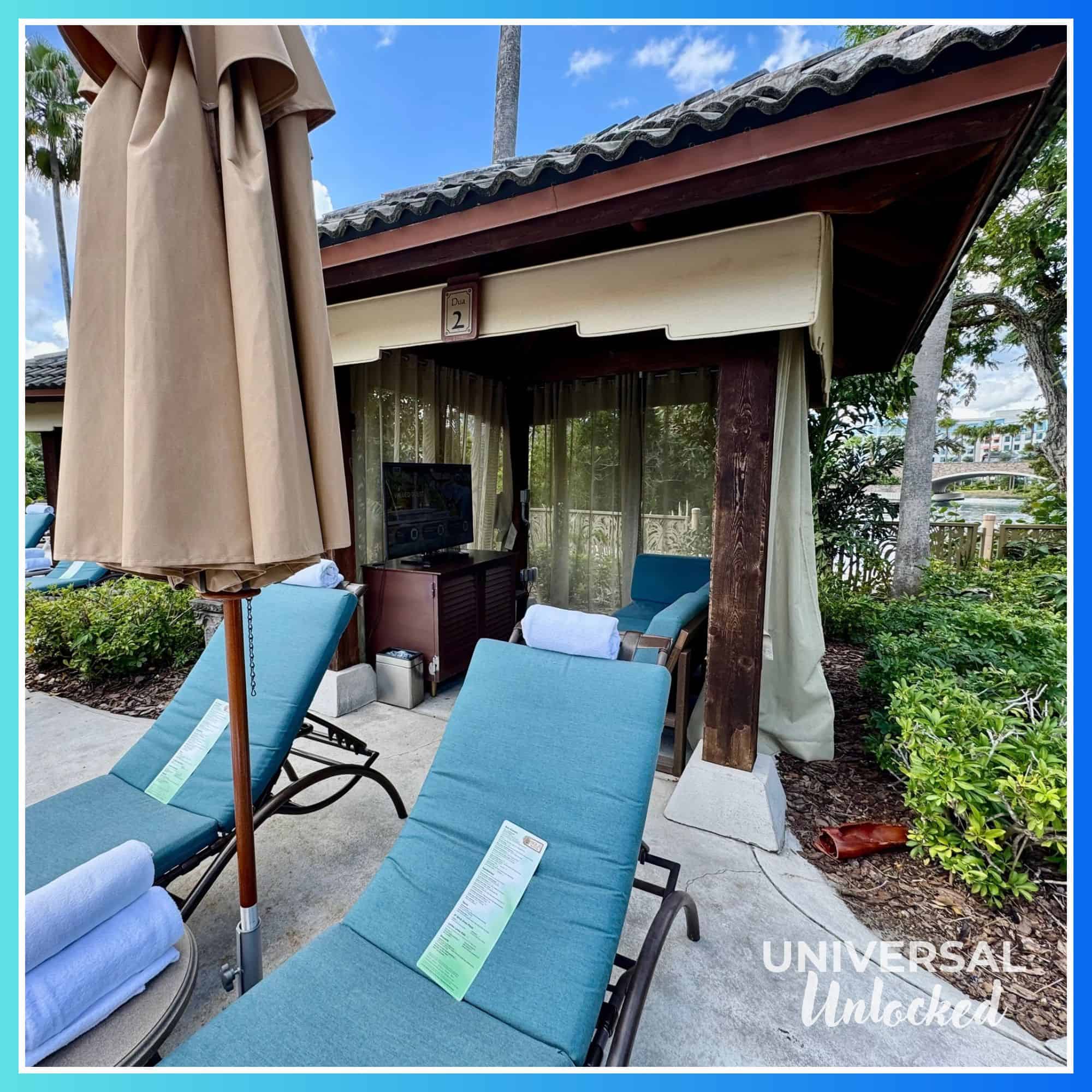 Cabanas for rent at the Royal Pacific pool