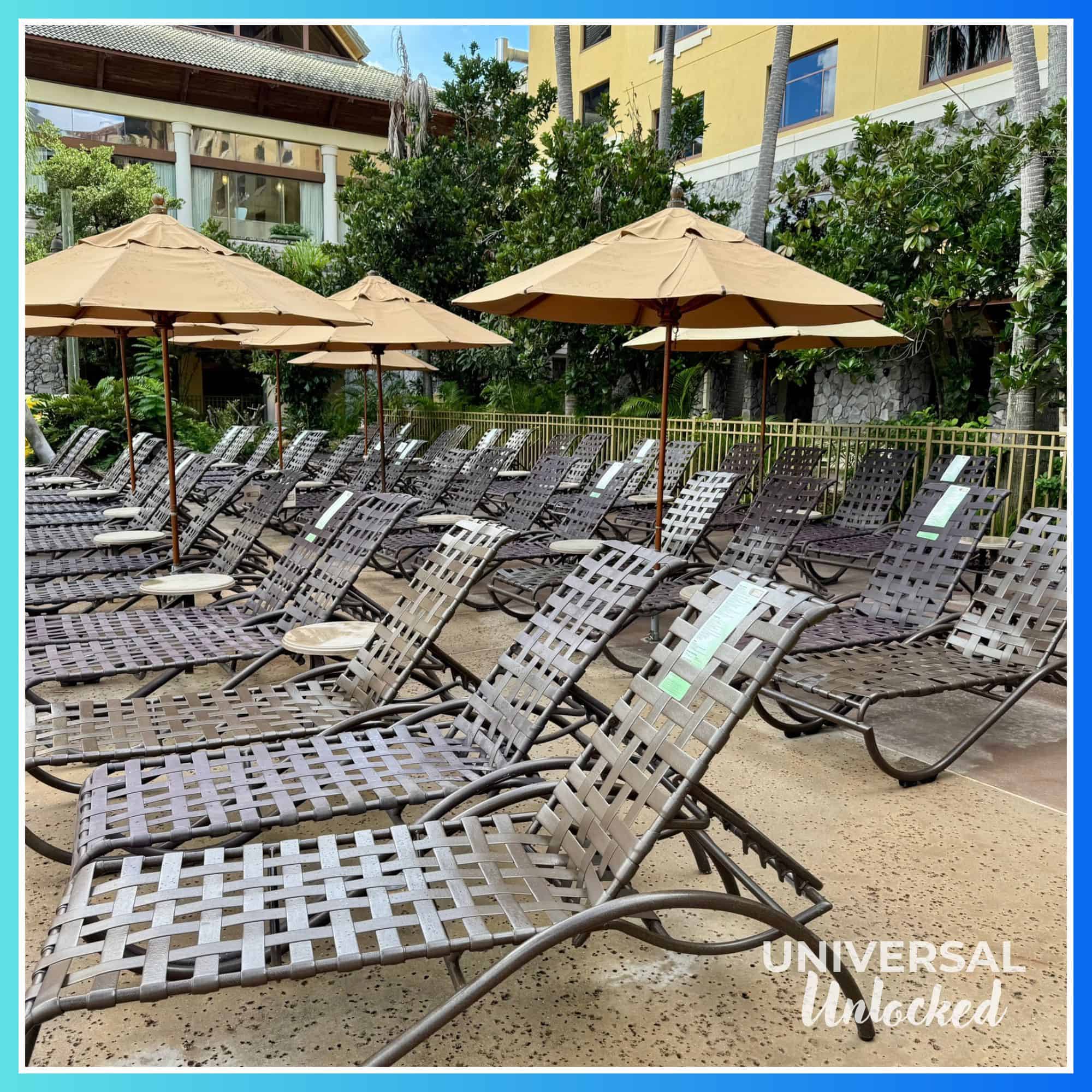 Pool chairs at the Royal Pacific Resort
