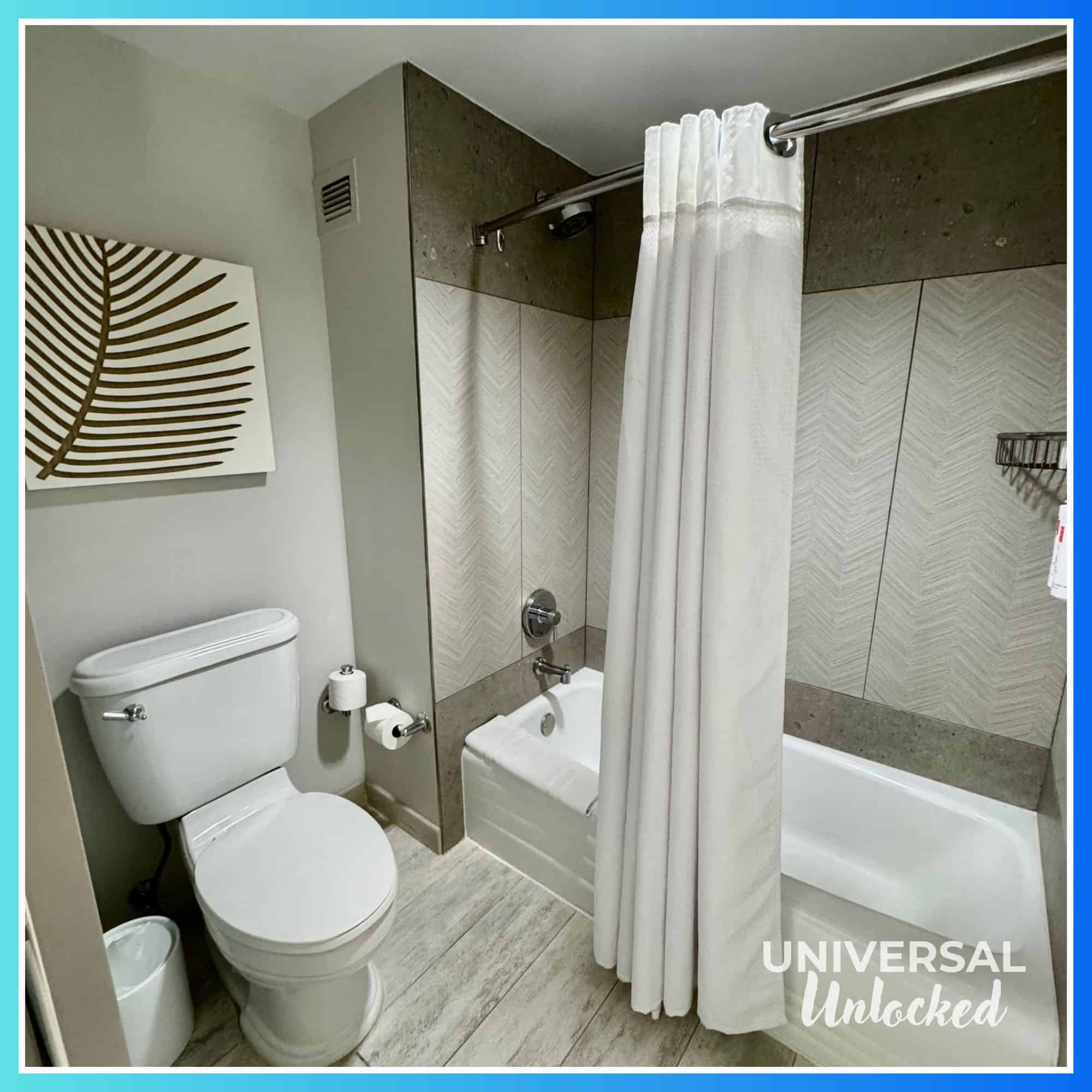 Bathroom in a standard guest room at Royal Pacific Resort