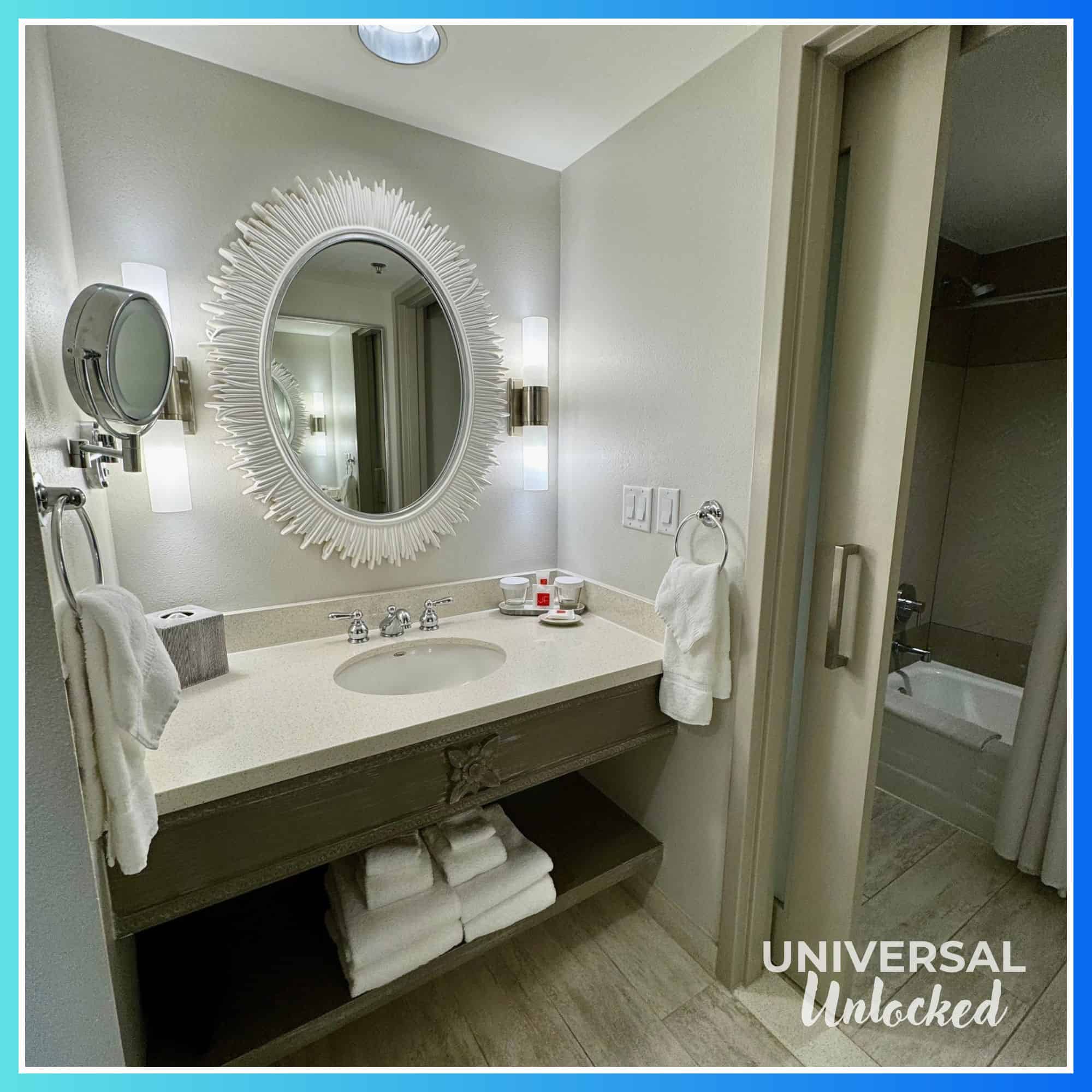 Bathroom in a standard guest room at Royal Pacific Resort