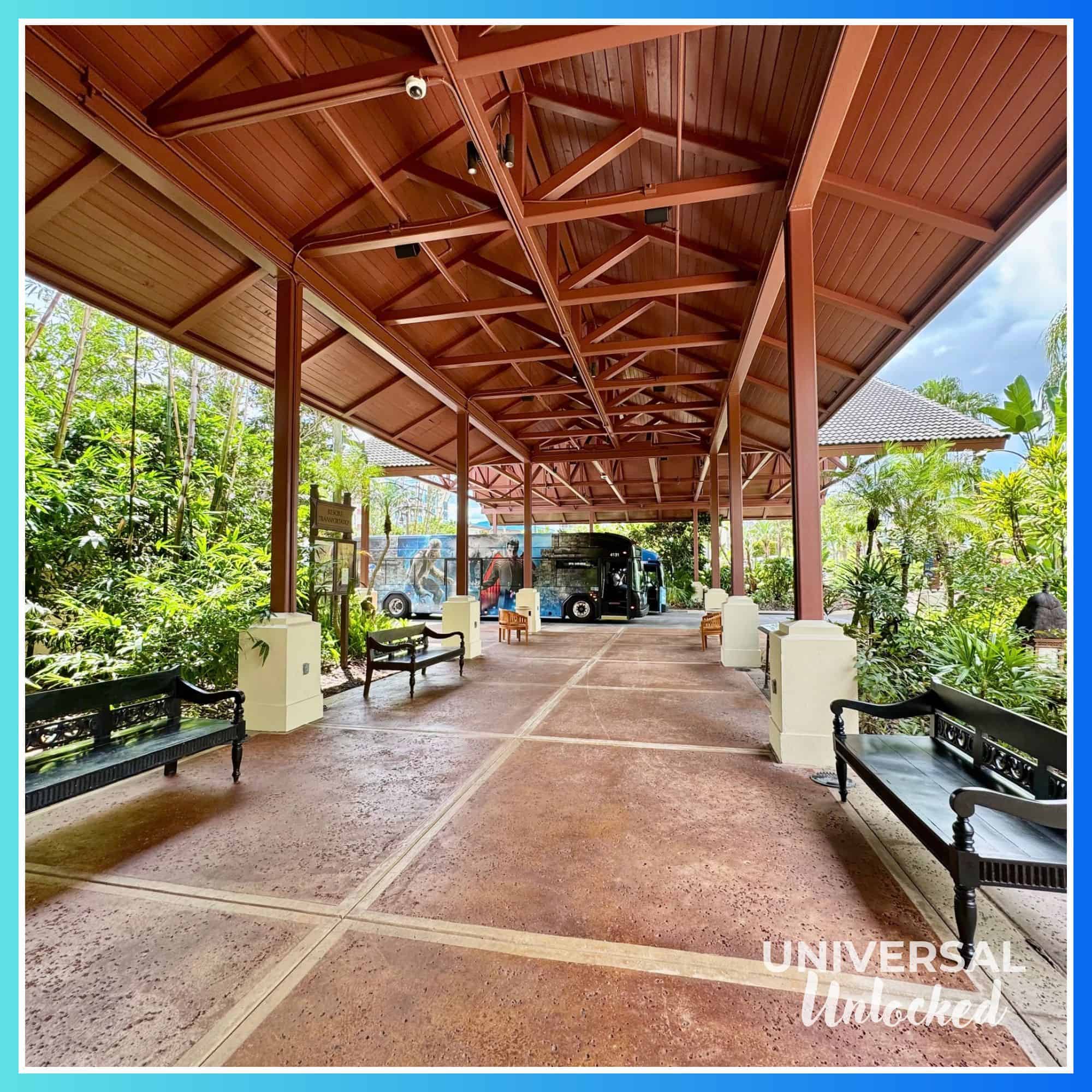 Shuttle bus stop at Royal Pacific Resort
