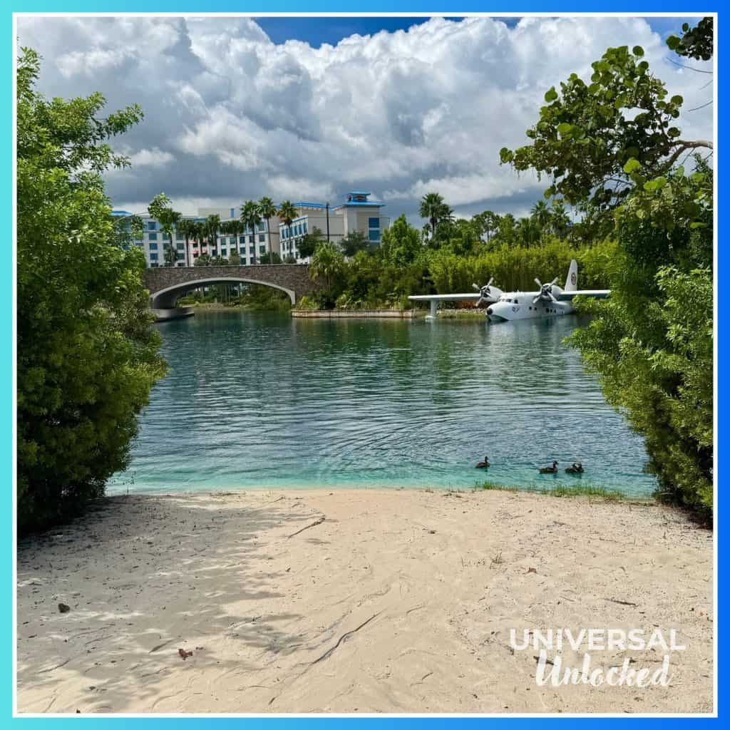 Beaches along the Universal waterway at Royal Pacific Resort